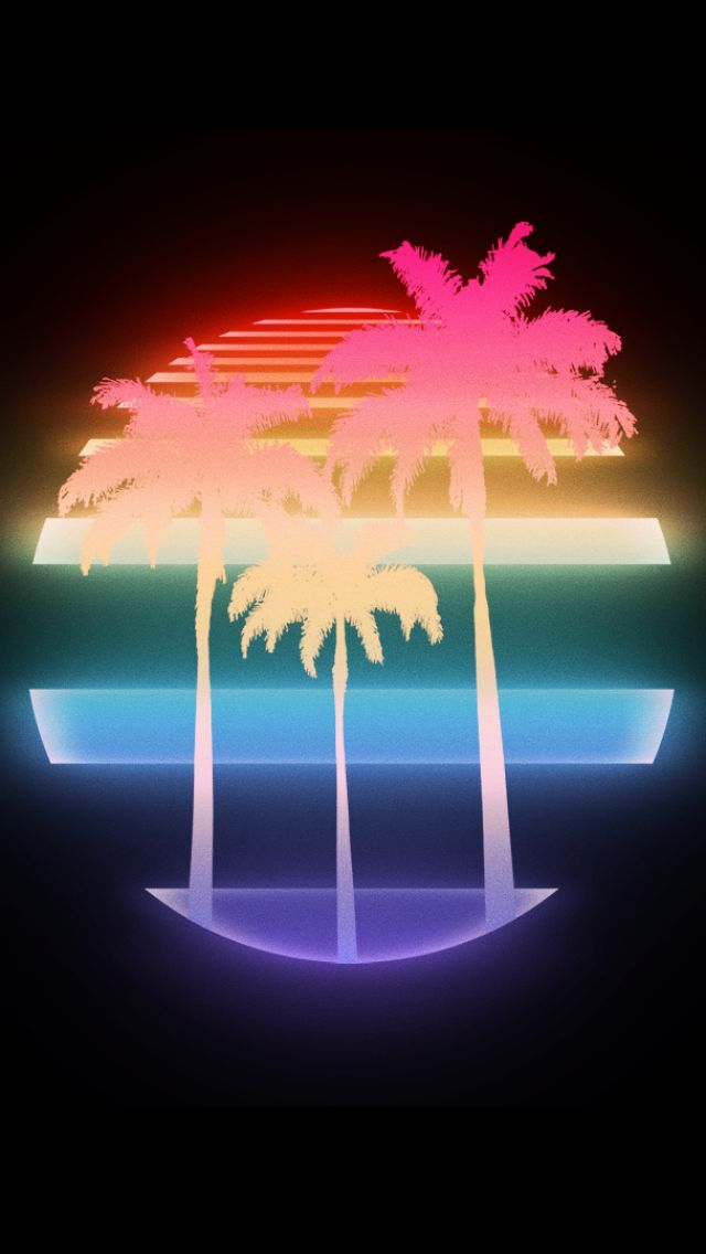 Download mobile wallpaper Sun, Artistic, Palm Tree, Retro Wave for free.