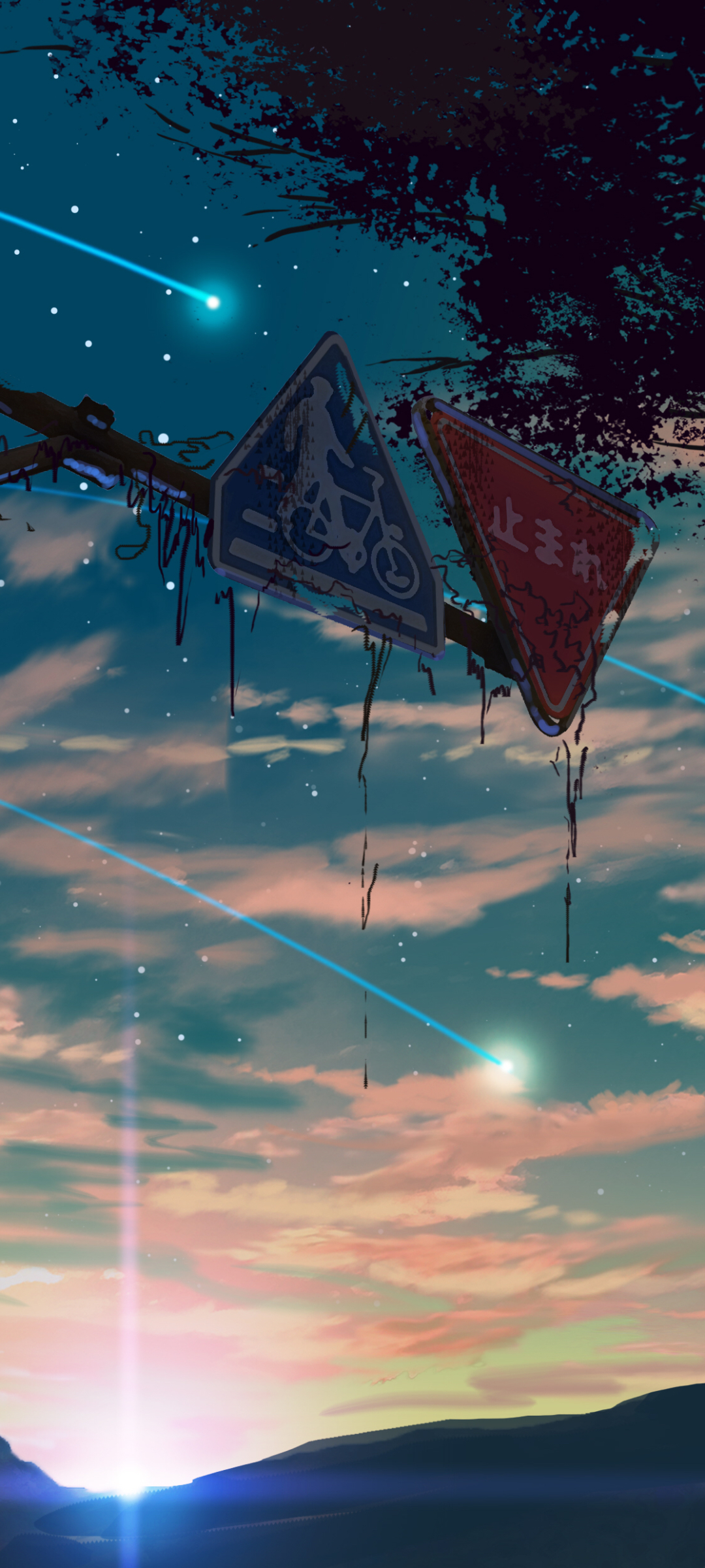 Download mobile wallpaper Anime, Sky, Starry Sky, Shooting Star for free.