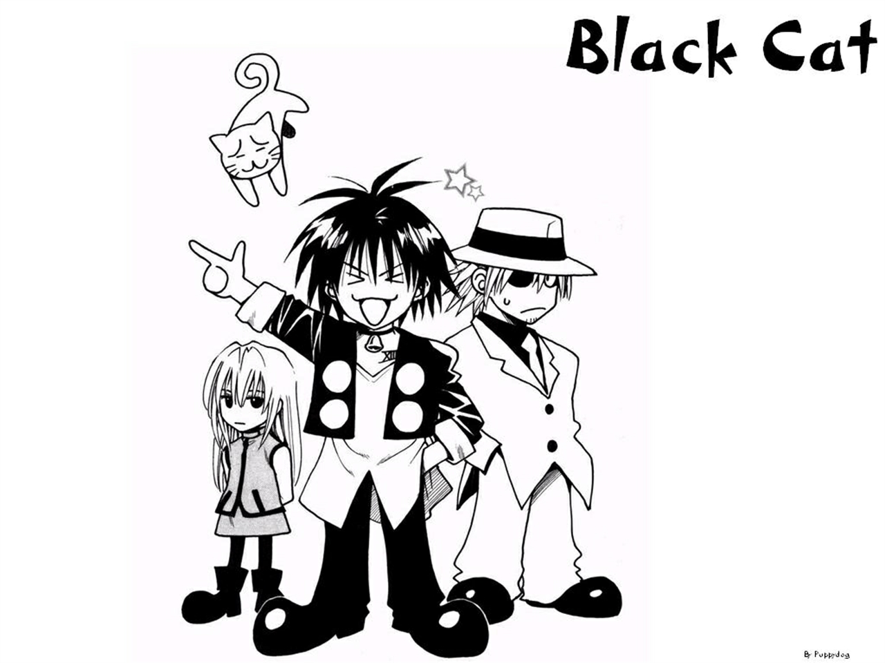 Free download wallpaper Anime, Black Cat on your PC desktop