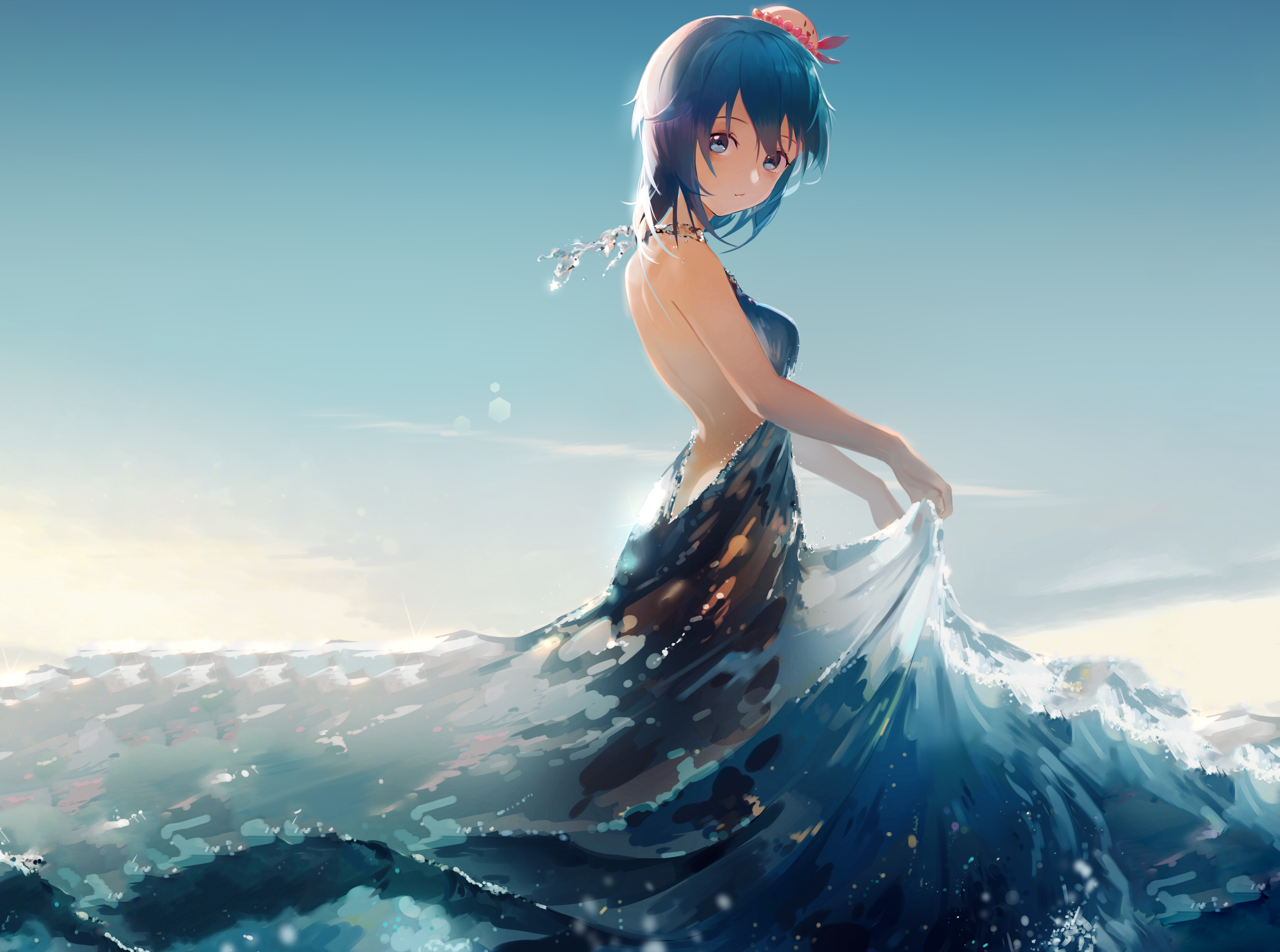Free download wallpaper Anime, Water, Dress, Original on your PC desktop