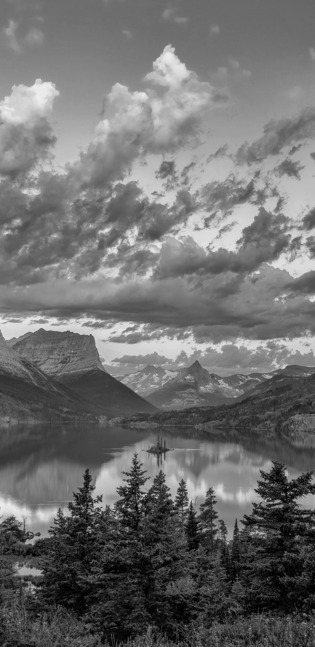 Download mobile wallpaper Landscape, Nature, Lakes, Usa, Mountain, Lake, Earth, Cloud, Montana, Saint Mary Lake for free.