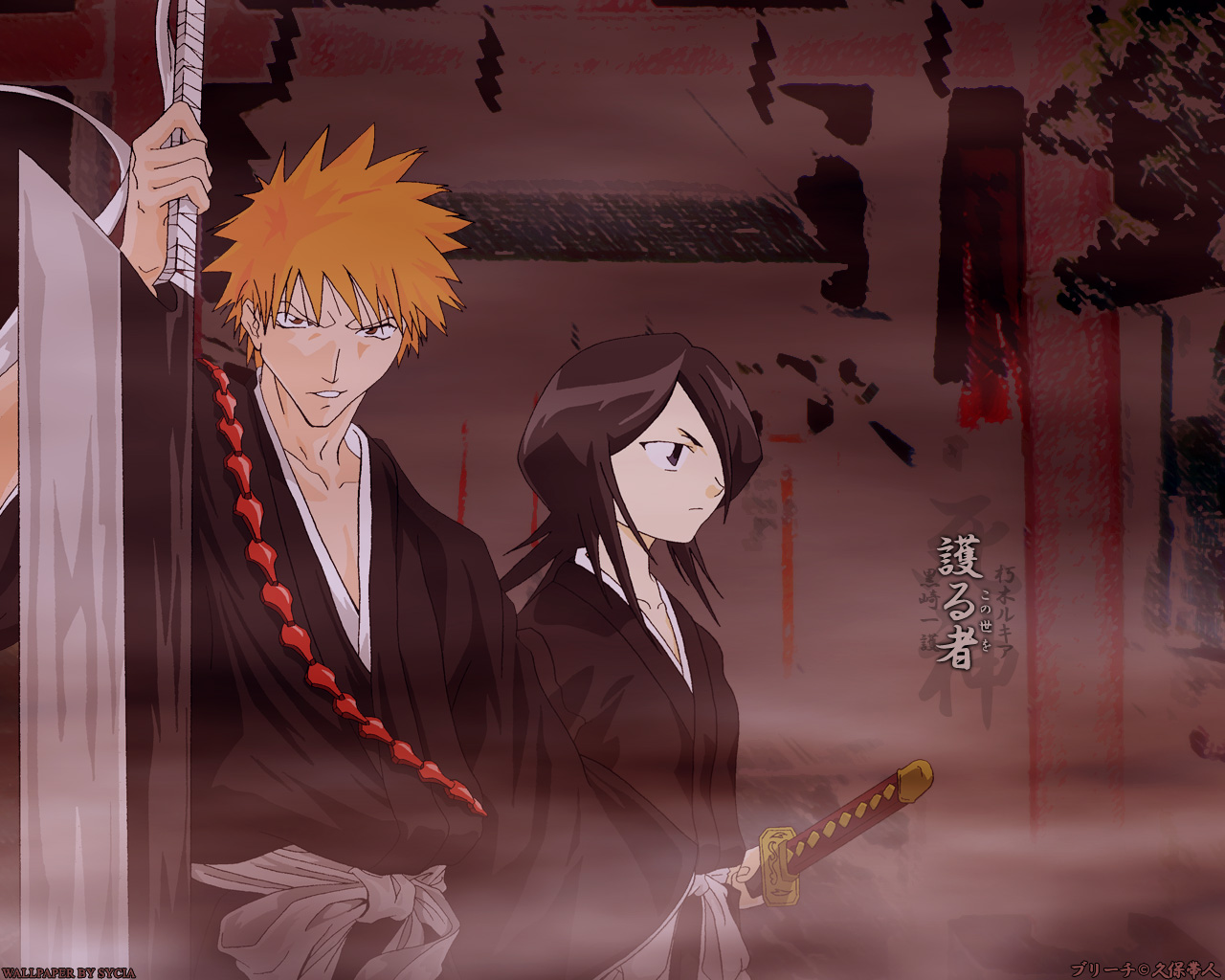 Free download wallpaper Anime, Bleach, Rukia Kuchiki, Ichigo Kurosaki on your PC desktop