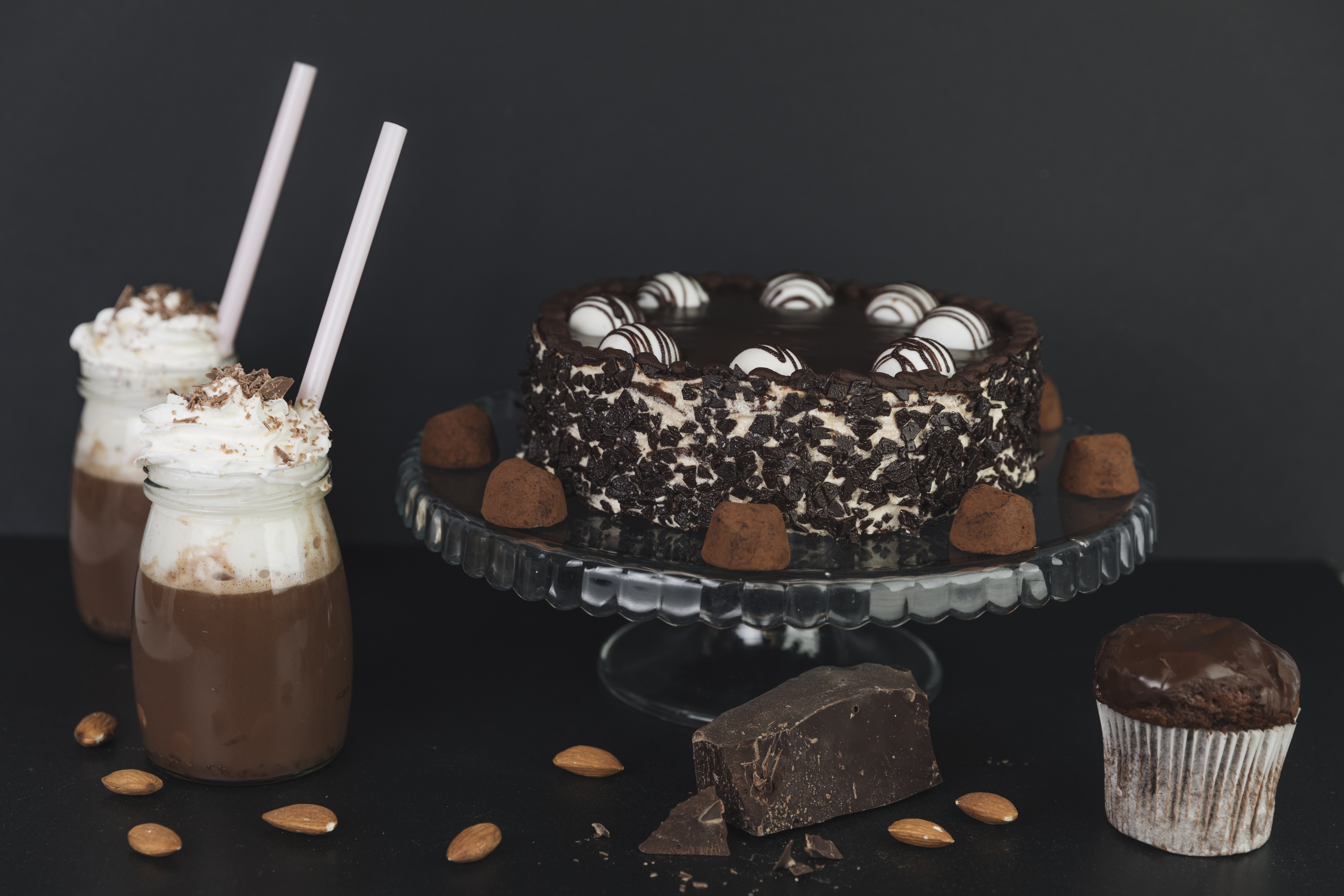 Laden Sie das Schokolade, Gebäck, Kuchen, Nahrungsmittel, Stillleben-Bild kostenlos auf Ihren PC-Desktop herunter