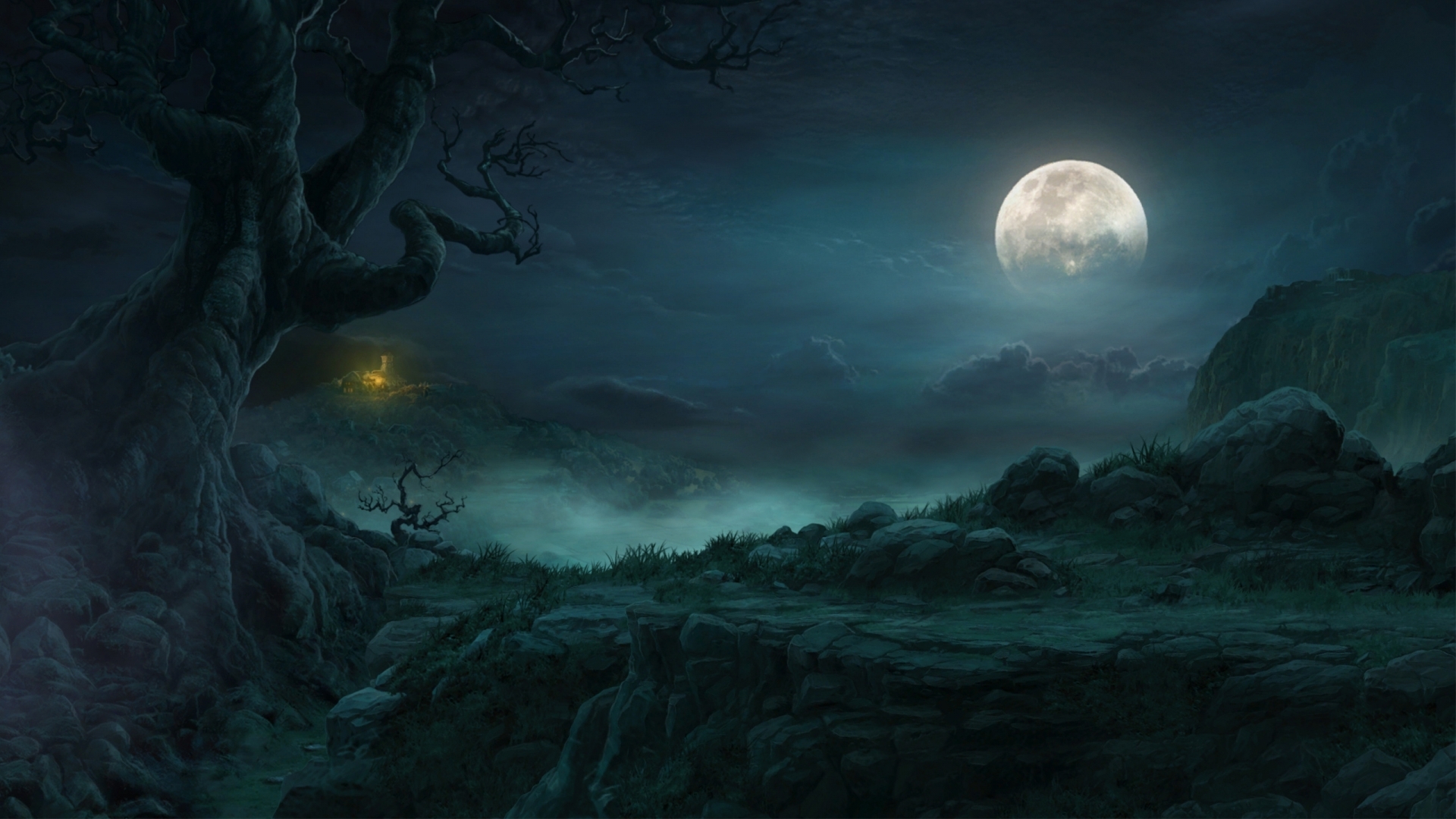 Free download wallpaper Night, Landscape, Moon, Pictures on your PC desktop