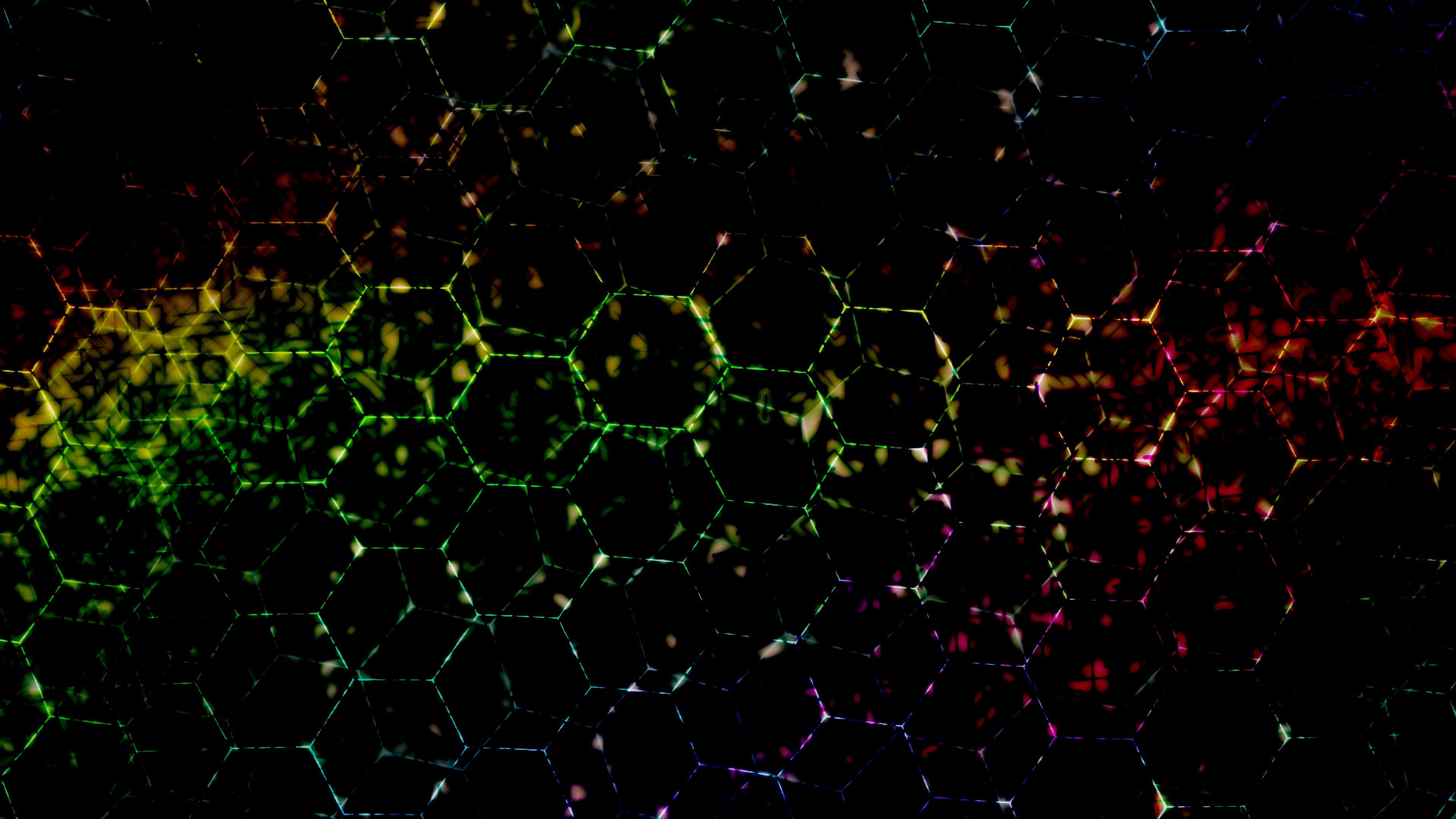 97903 télécharger l'image hexagones, abstrait, sombre, multicolore, hétéroclite, lignes, taches, hexagonaux - fonds d'écran et économiseurs d'écran gratuits