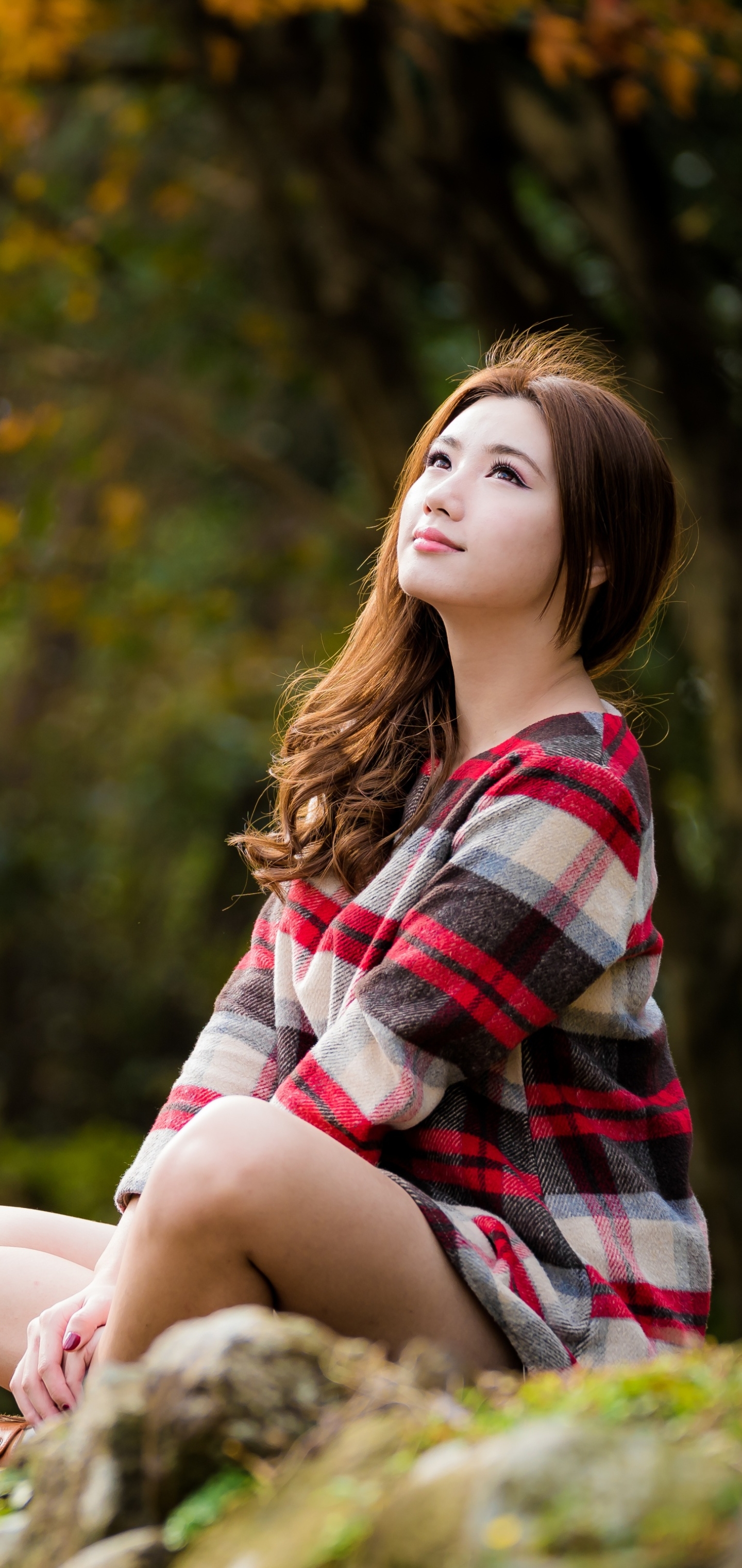 Download mobile wallpaper Brunette, Model, Women, Asian, Brown Eyes, Long Hair, Depth Of Field for free.