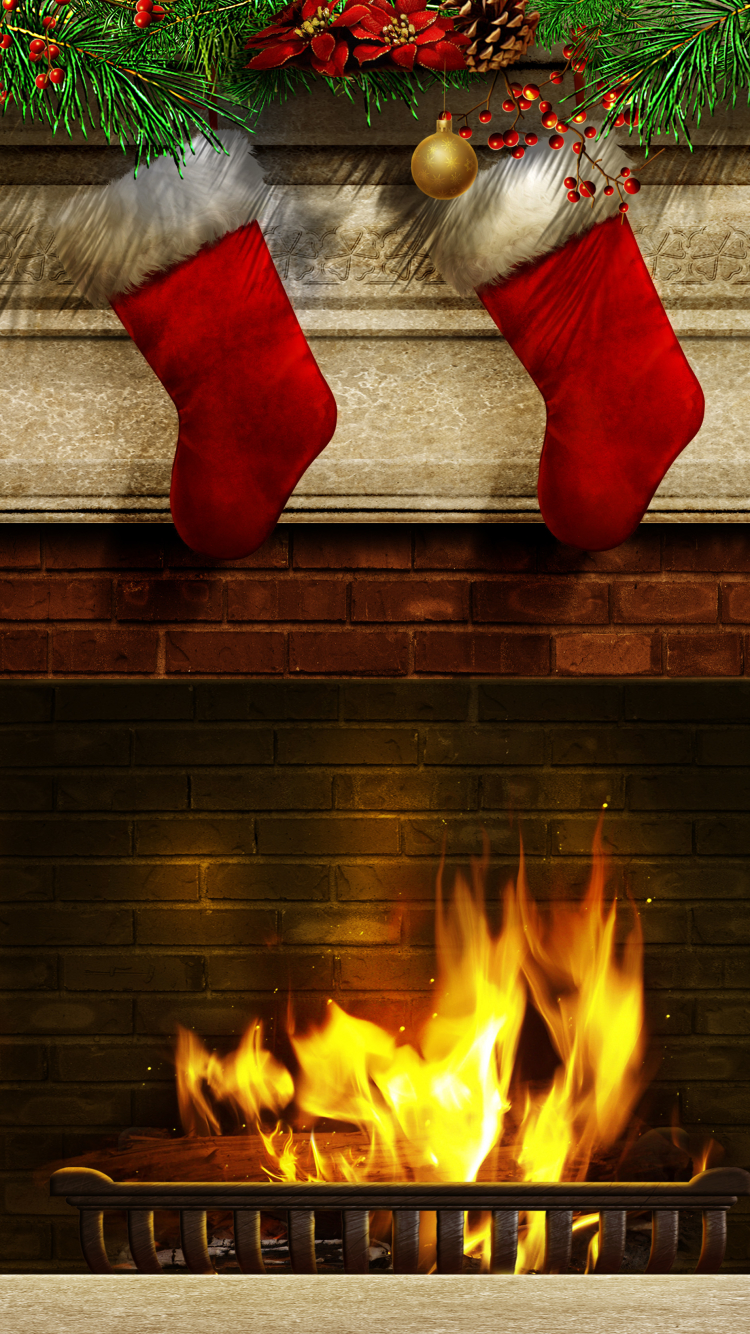 無料モバイル壁紙クリスマス, 暖炉, 火, ホリデーをダウンロードします。