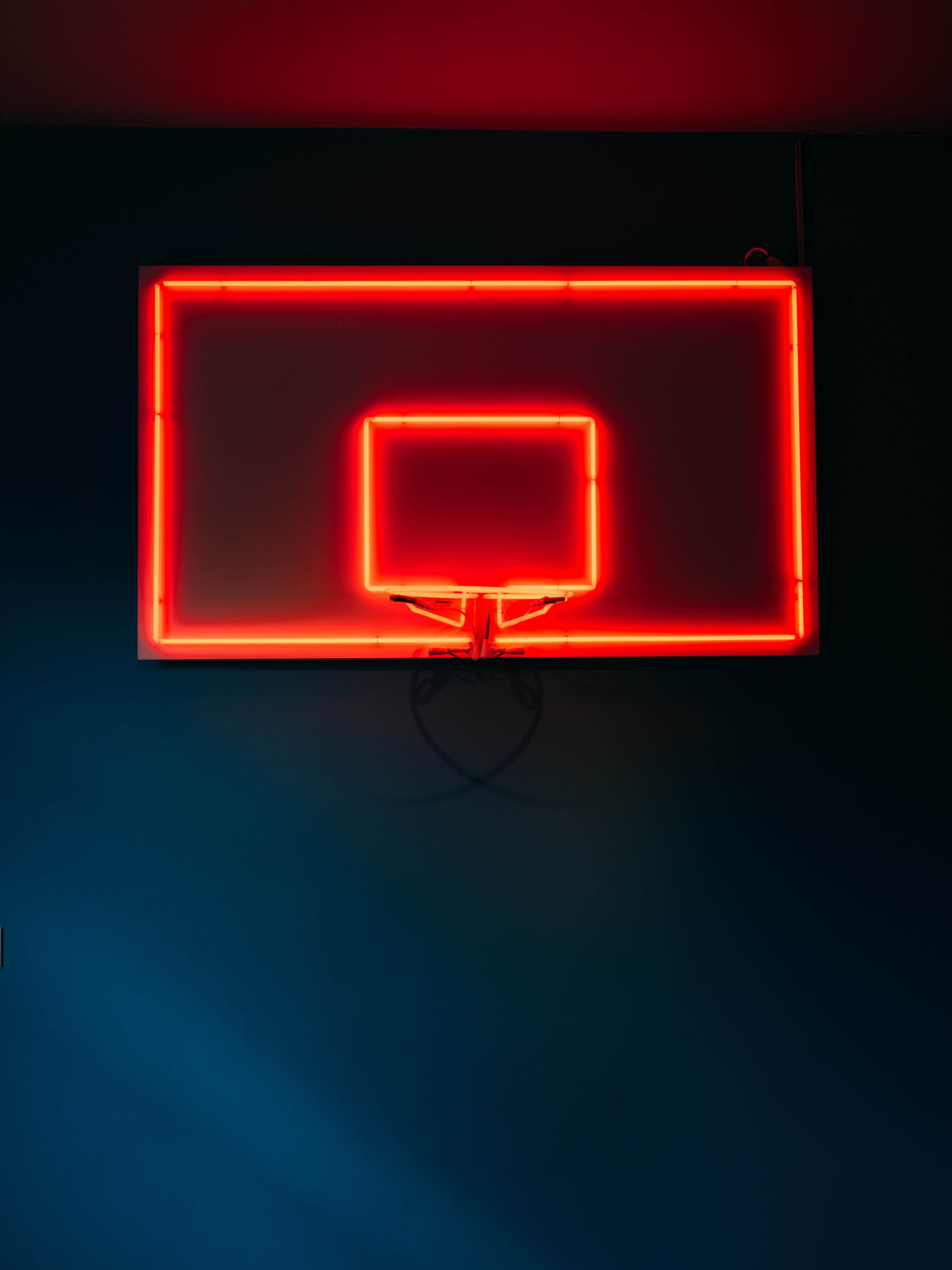 144802 скачать картинку баскетбол, спорт, свет, красный, неон, баскетбольное кольцо - обои и заставки бесплатно