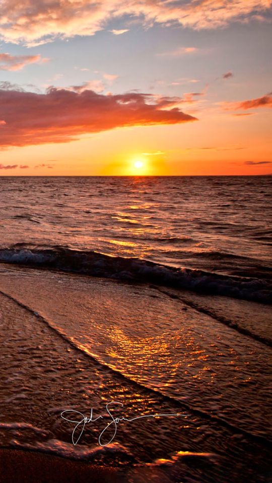 Download mobile wallpaper Sunset, Sea, Beach, Horizon, Ocean, Earth for free.