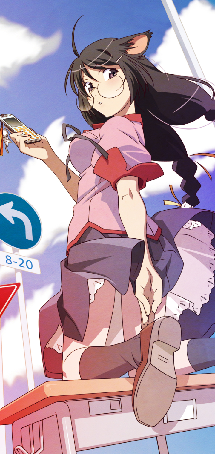 Descarga gratuita de fondo de pantalla para móvil de Lentes, Animado, Monogatari (Serie), Bakemonogatari, Tsubasa Hanekawa.