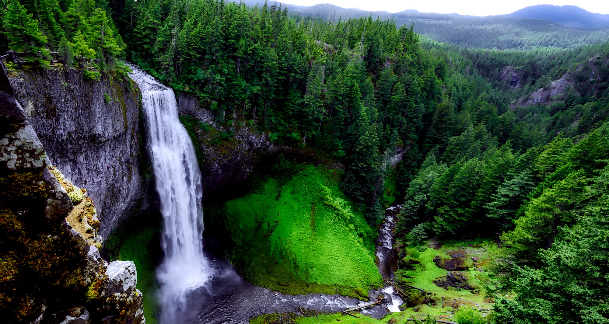 Free download wallpaper Landscape, Nature, Waterfalls, Waterfall, Forest, Earth, Cliff on your PC desktop