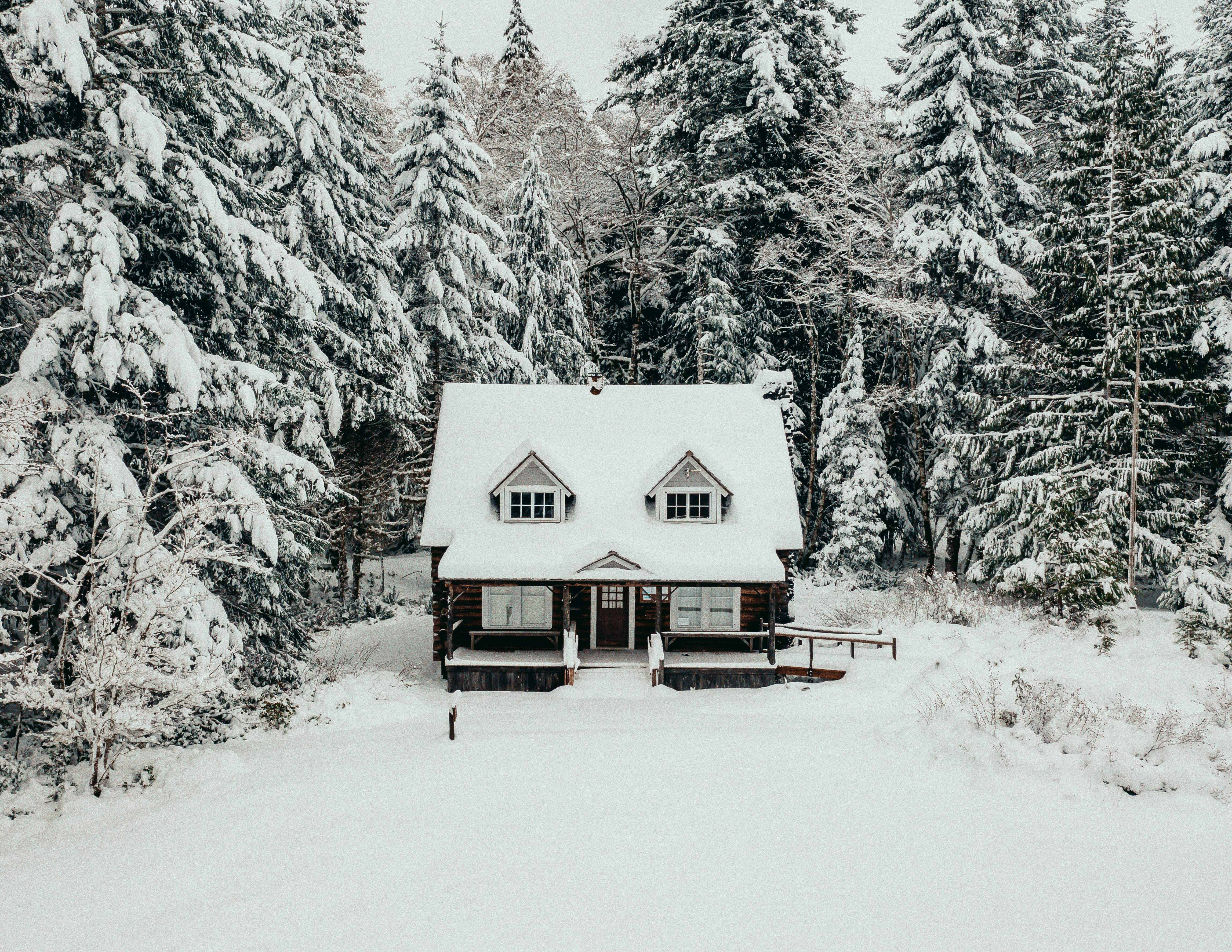 Download mobile wallpaper Snow, Forest, Winter, Nature, House for free.