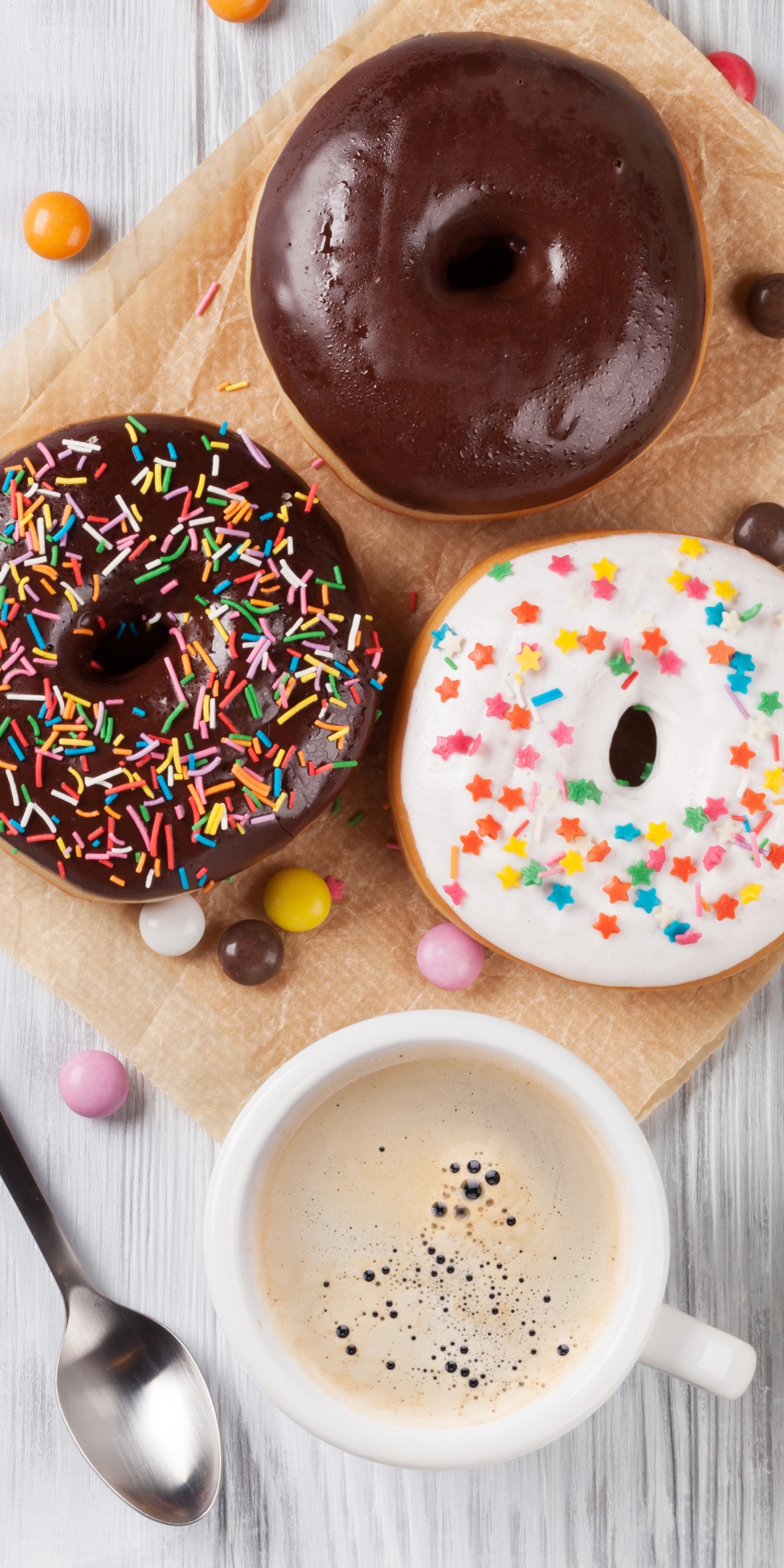 Download mobile wallpaper Food, Coffee, Still Life, Cup, Sweets, Doughnut for free.