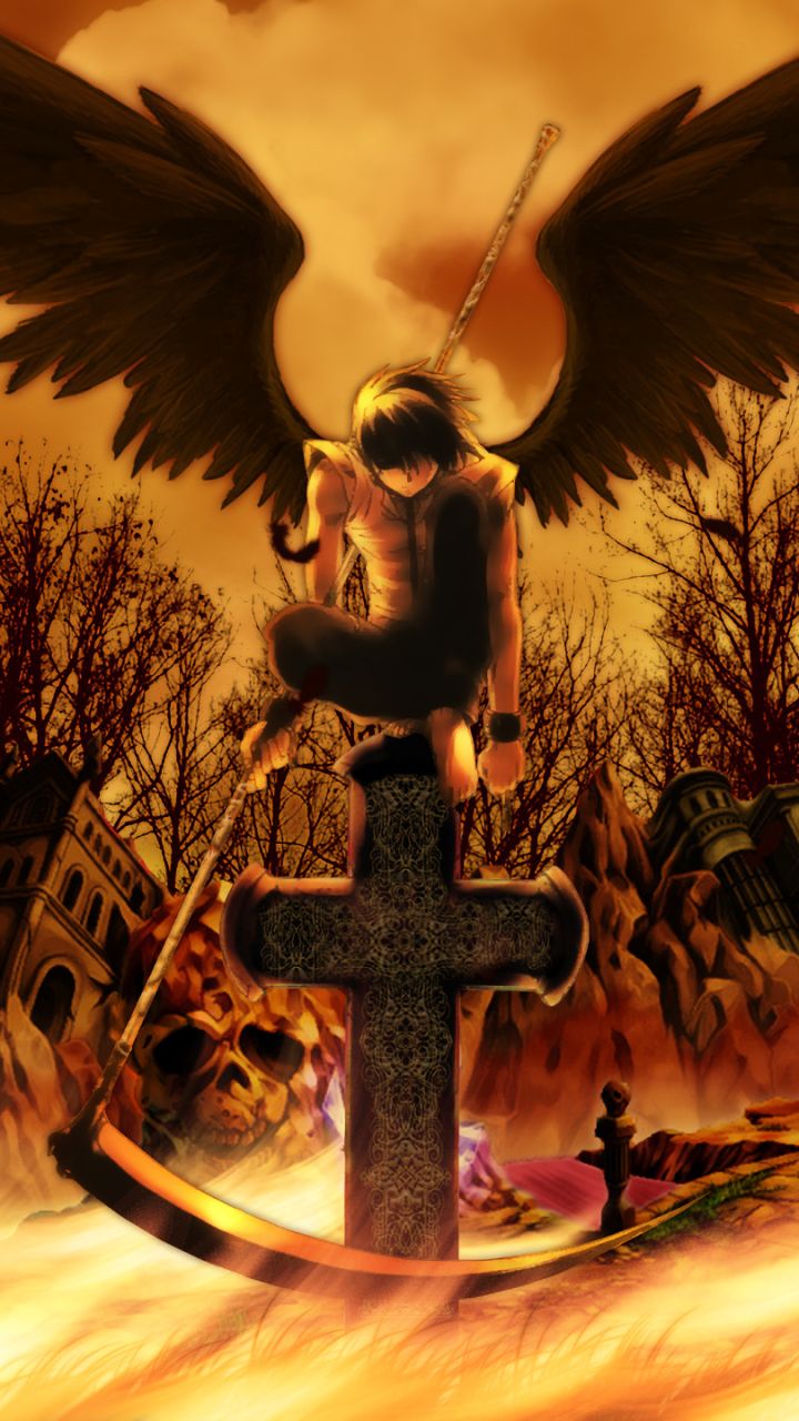 Download mobile wallpaper Anime, Death Note, Angel, Cross, Scythe for free.
