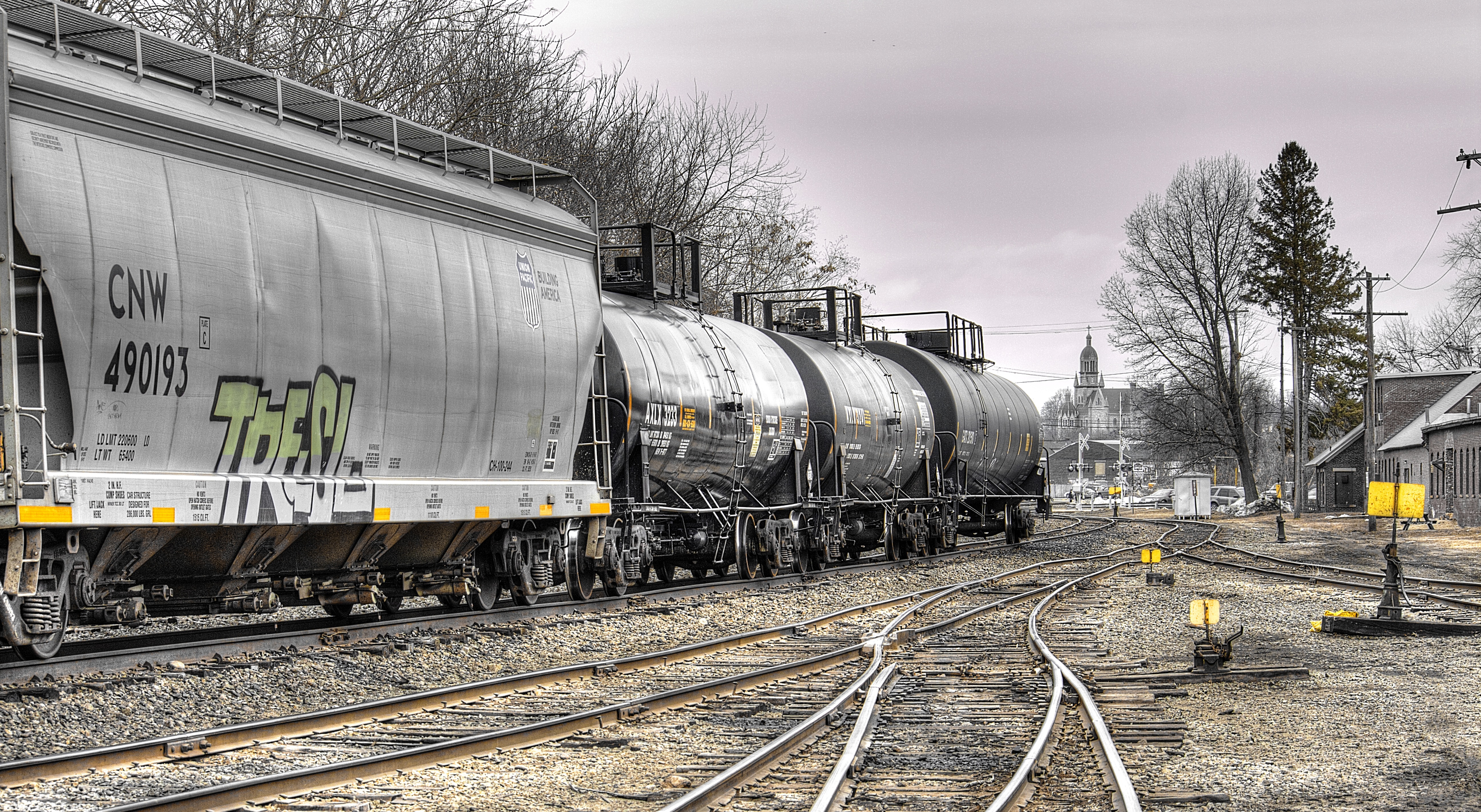 Download mobile wallpaper Train, Vehicles, Selective Color for free.