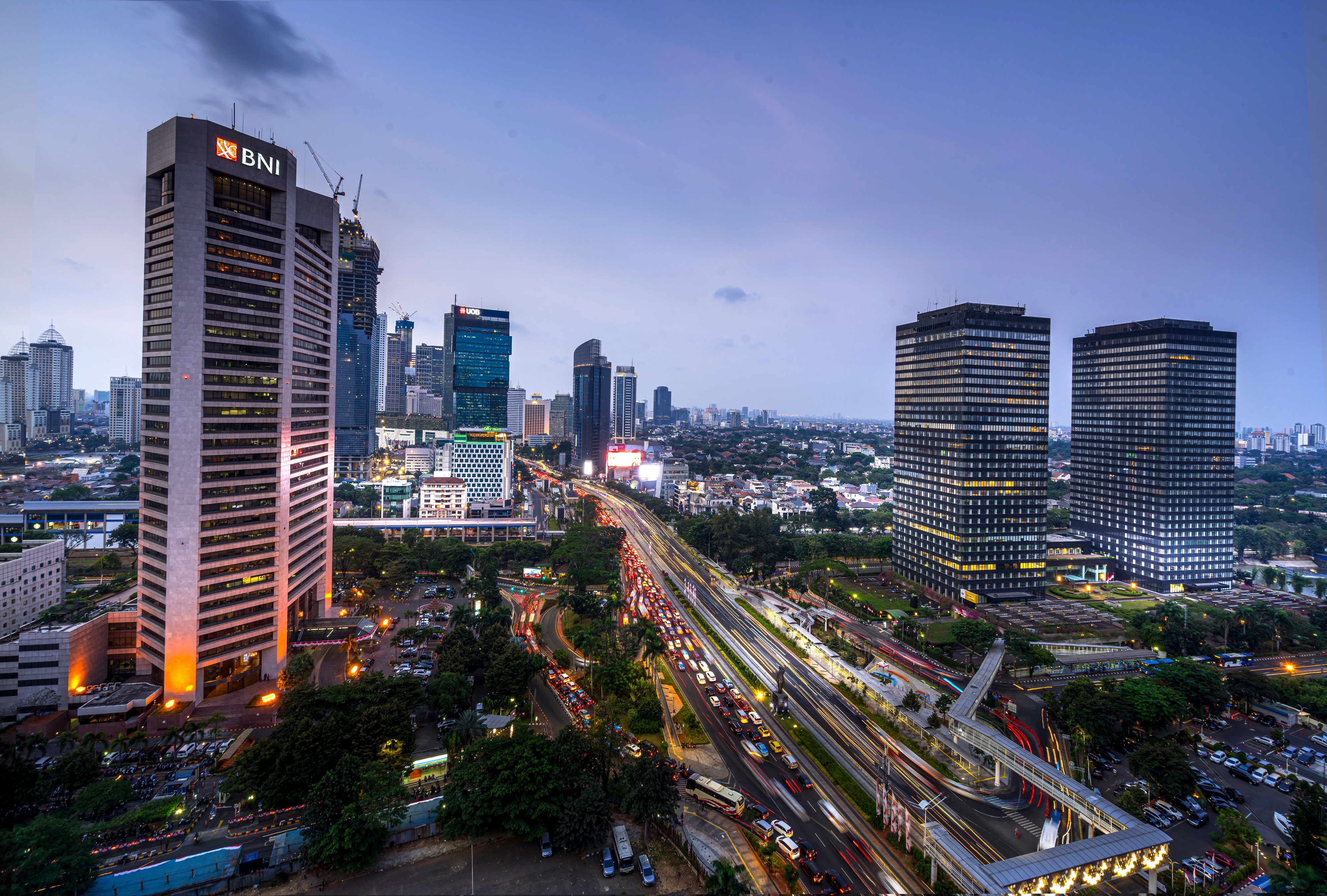 indonesia, jakarta, man made, building, evening, light, skyscraper, cities