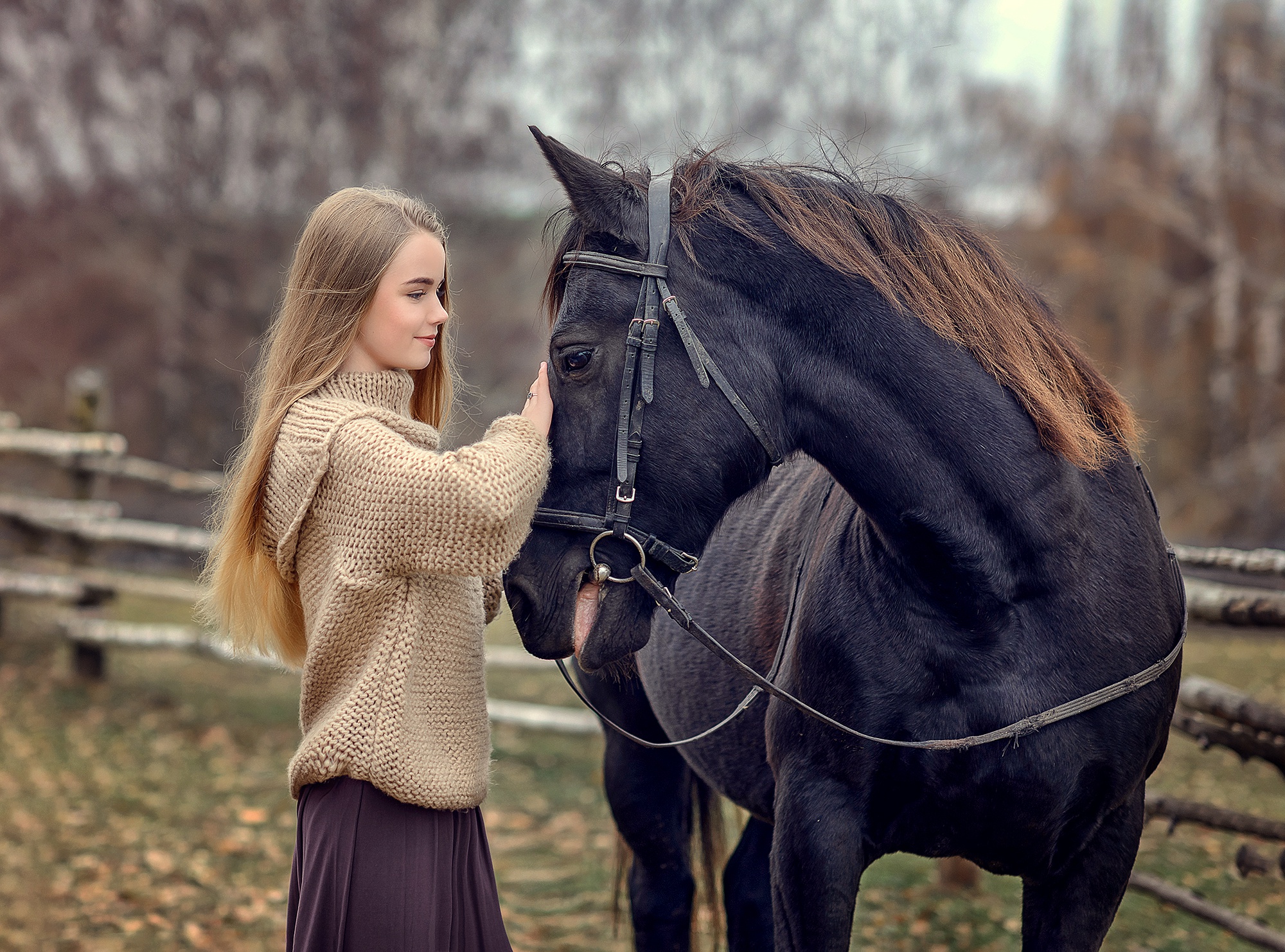 Download mobile wallpaper Mood, Horse, Women for free.