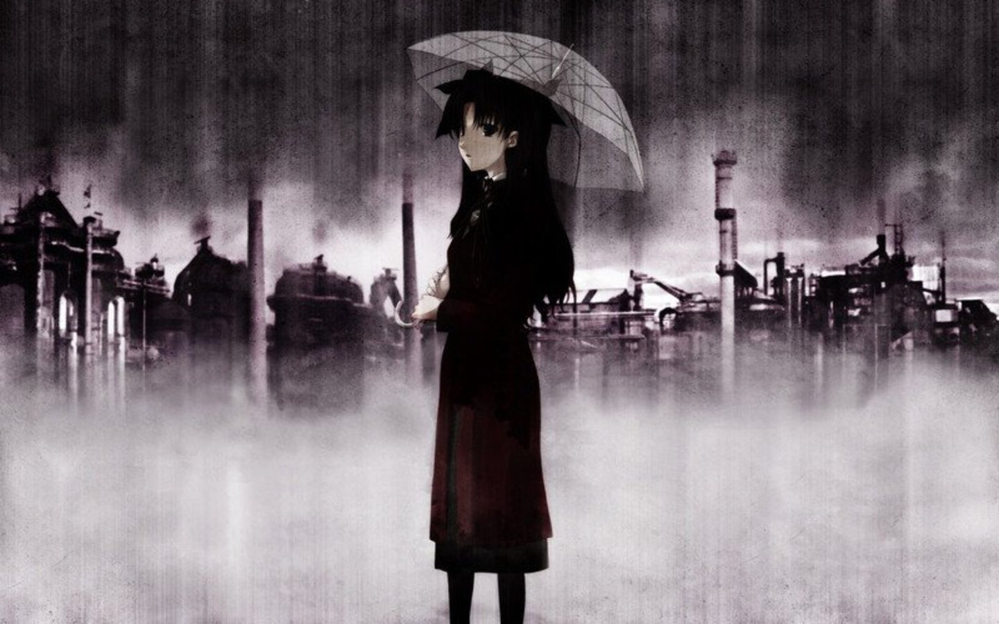 Laden Sie das Regen, Regenschirm, Animes, Fate/stay Night, Rin Tohsaka, Schicksalsserie-Bild kostenlos auf Ihren PC-Desktop herunter