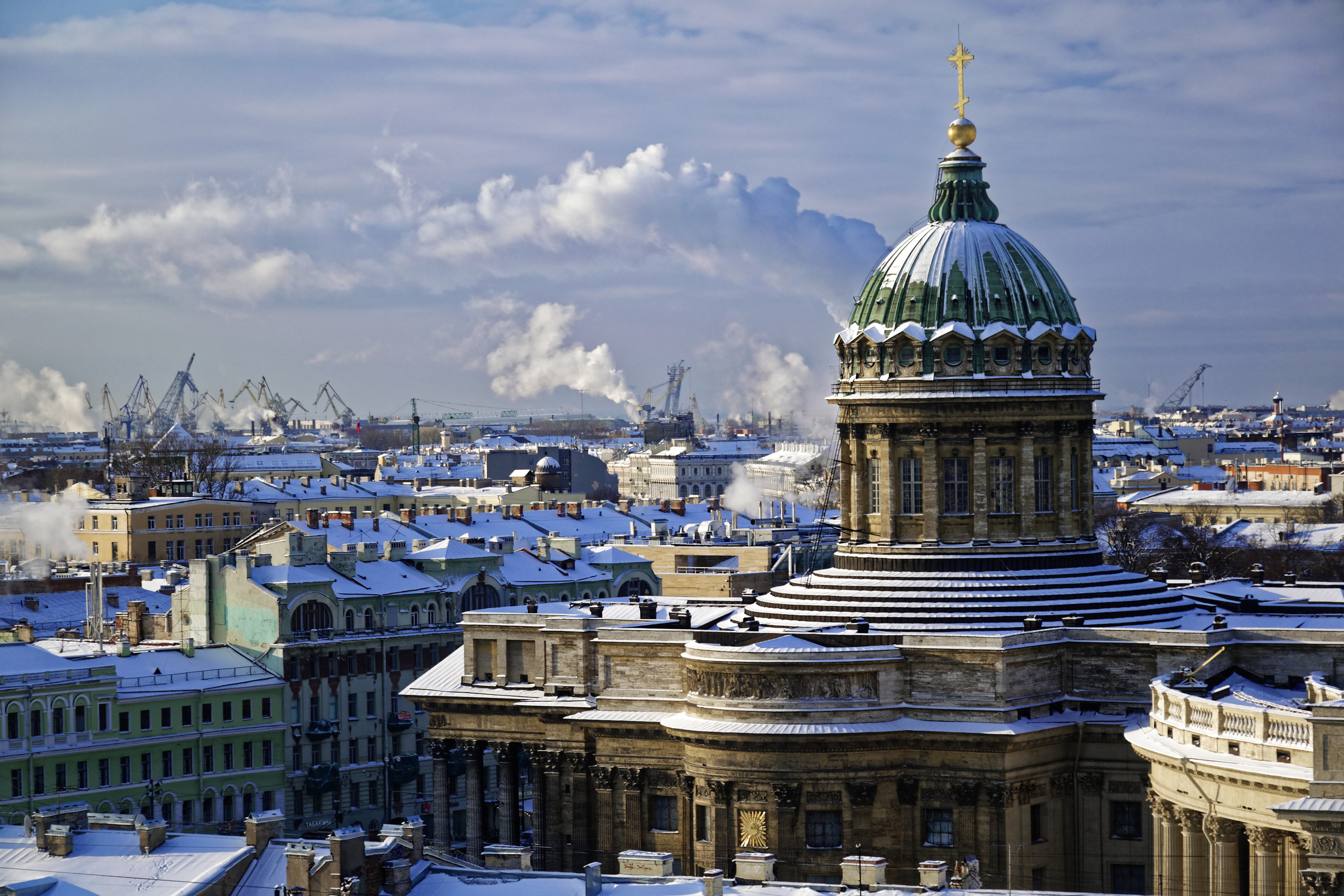 man made, saint petersburg, building, city, dome, russia, winter, cities