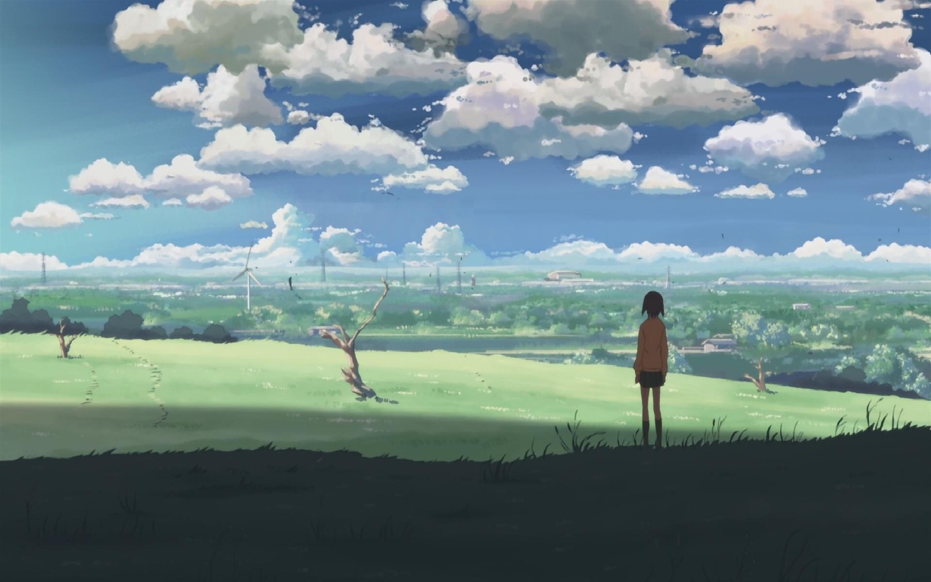 Free download wallpaper Landscape, Sky, Anime on your PC desktop