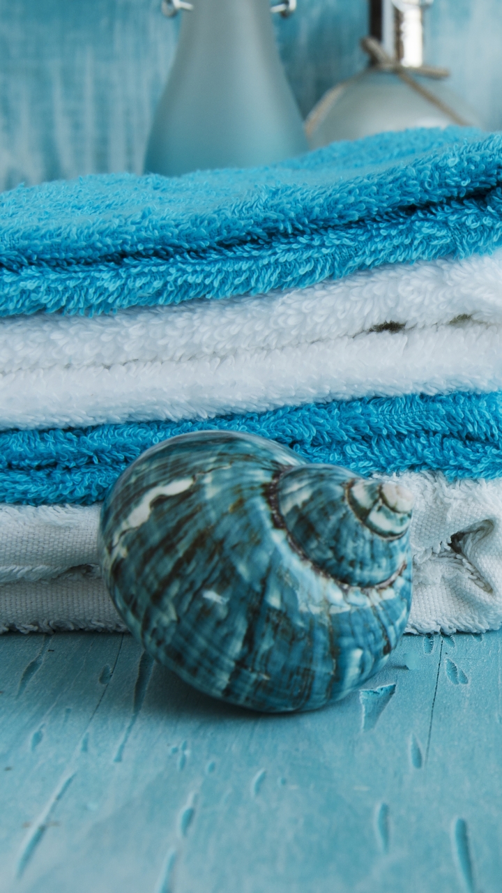 Download mobile wallpaper Still Life, Shell, Towel, Spa, Man Made for free.