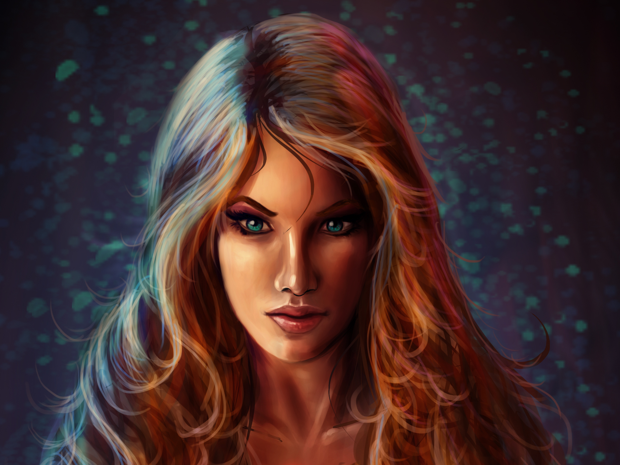 Download mobile wallpaper Fantasy, Evil, Women, Blue Eyes, Witch for free.