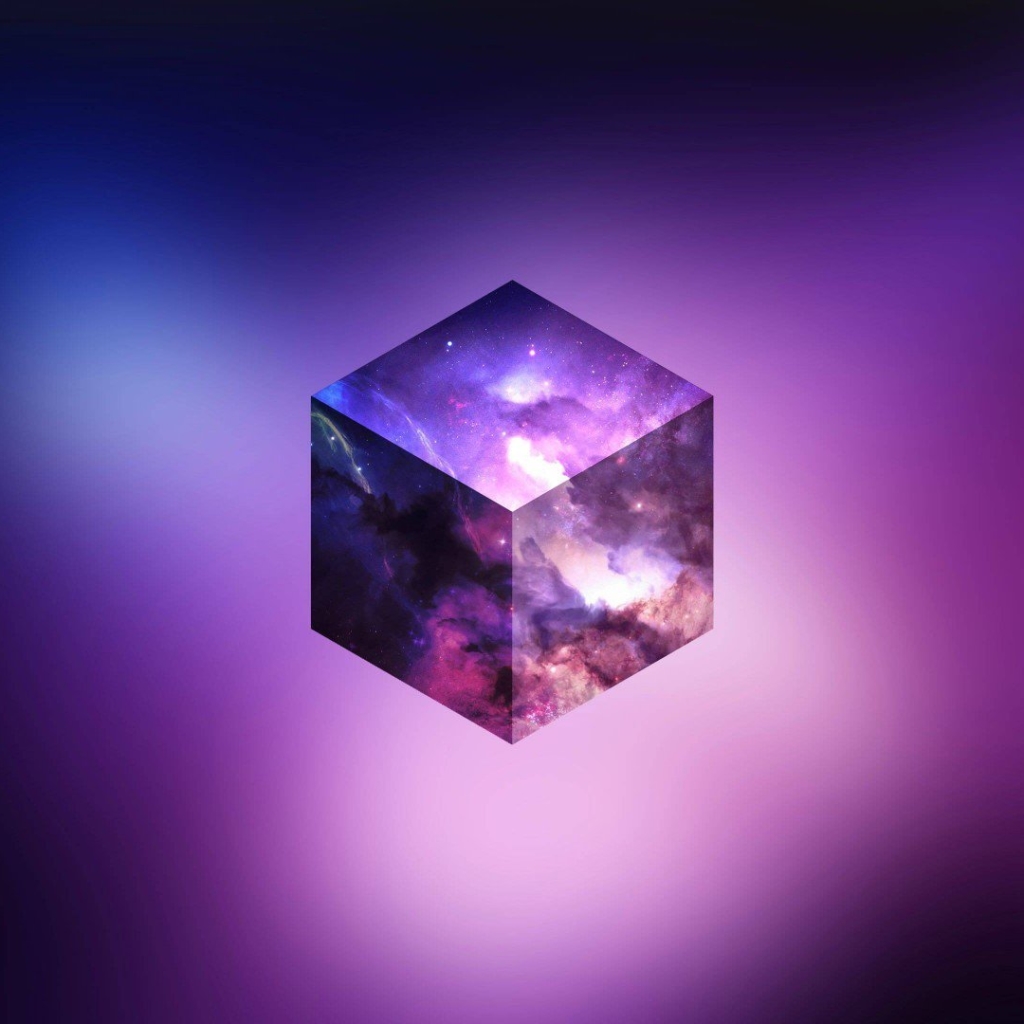 Free download wallpaper Abstract, Sky, Stars, Space, Purple, Cube on your PC desktop