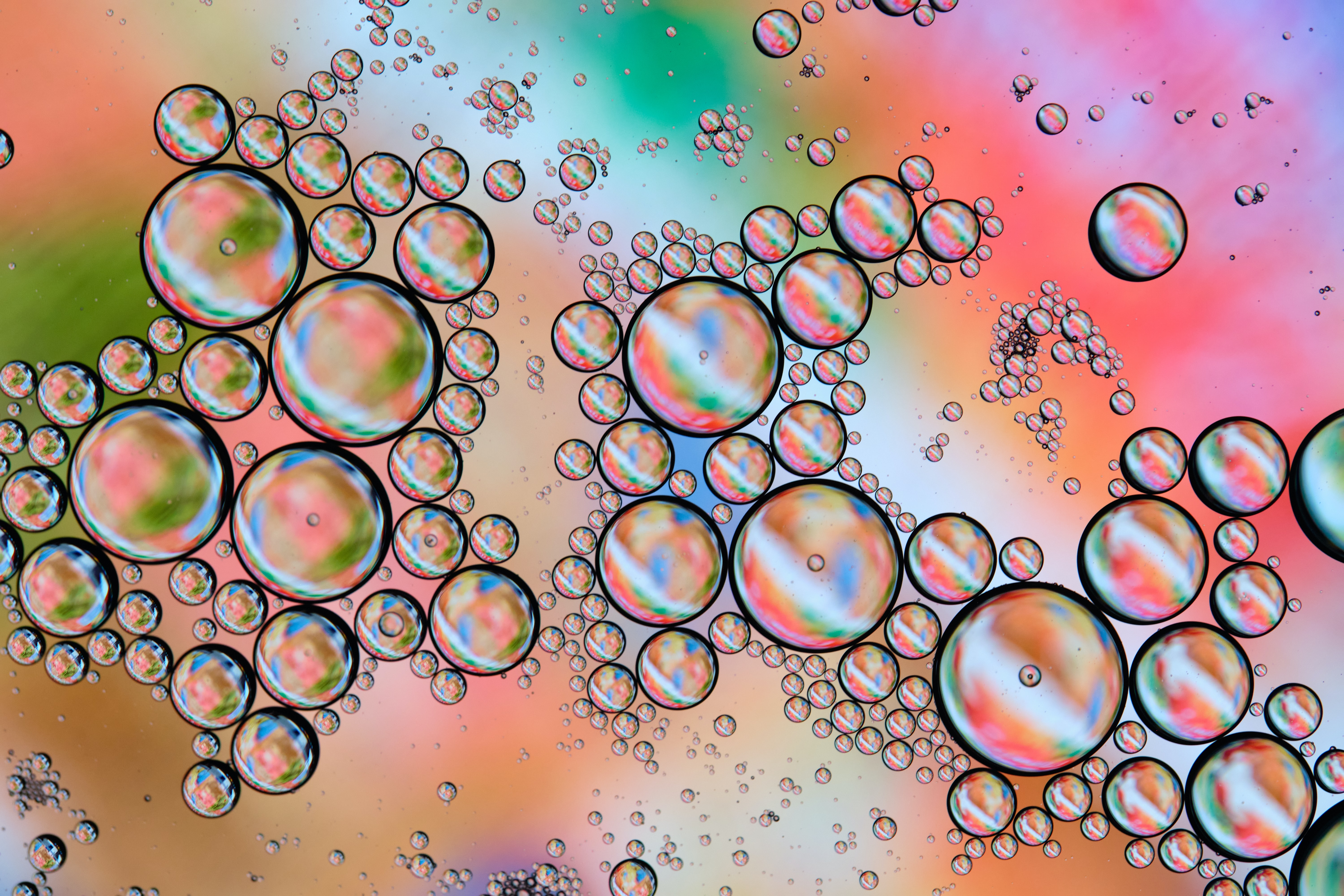 Download mobile wallpaper Water, Motley, Multicolored, Abstract, Bubbles, Gradient for free.