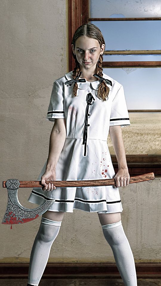 Download mobile wallpaper Blood, Dark, Mood, Axe, Women, Cosplay for free.