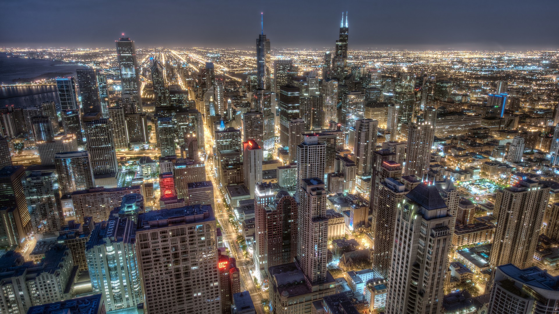 Download mobile wallpaper Hdr, Chicago, Cityscape, Building, Cities, Light, Man Made, City for free.
