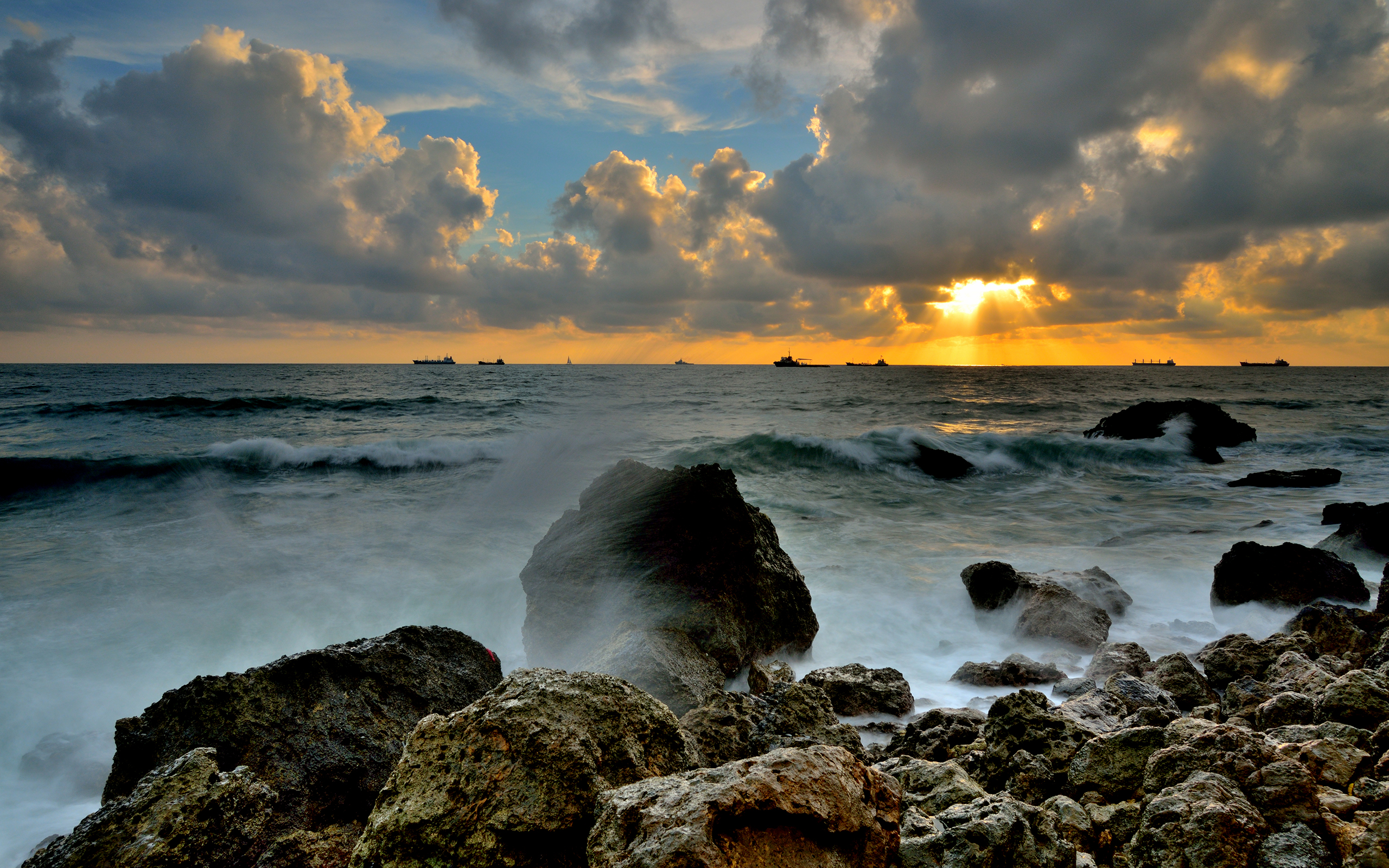 Descarga gratuita de fondo de pantalla para móvil de Mar, Horizonte, Océano, Tierra, Nube, Fotografía, Atardecer.