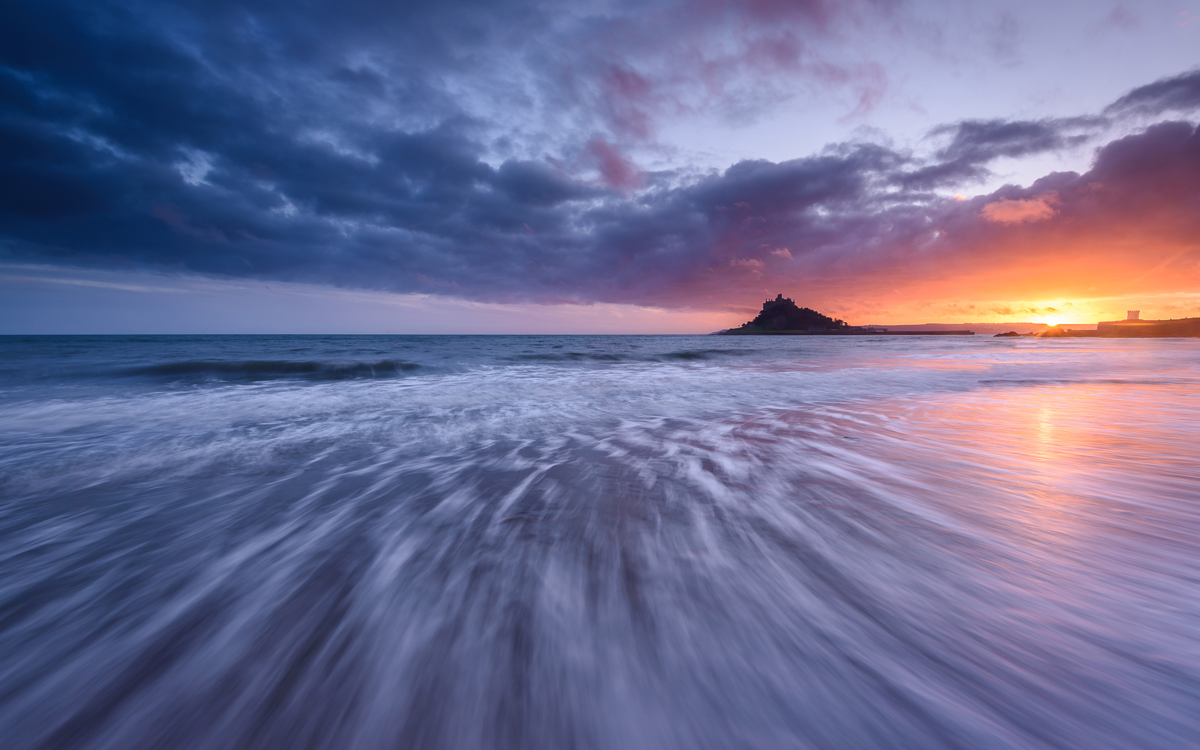 Free download wallpaper Sunset, Sky, Sea, Beach, Horizon, Ocean, Earth, Cloud on your PC desktop