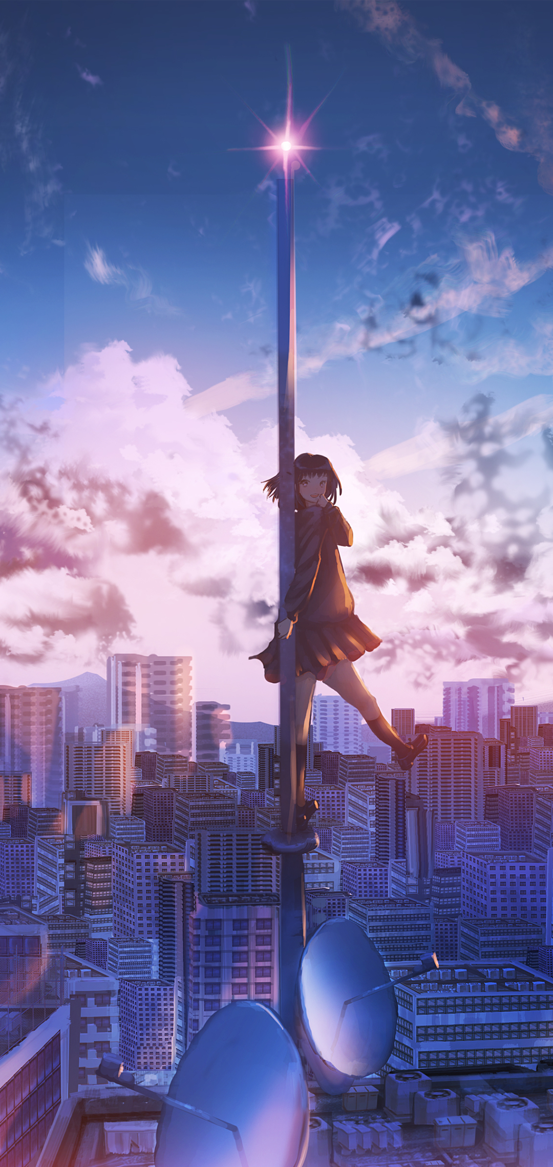 Download mobile wallpaper Anime, Sky, City for free.