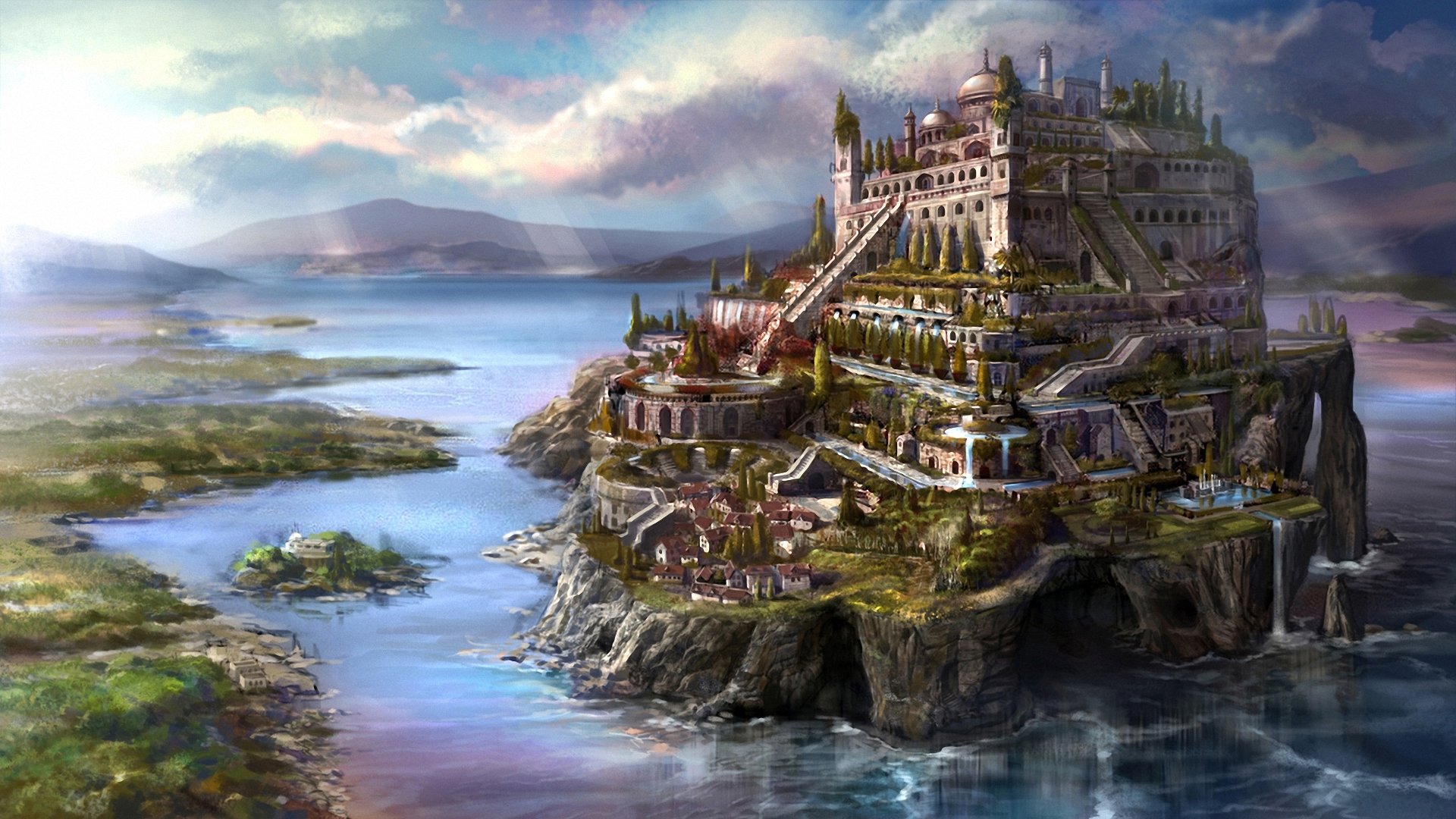 Free download wallpaper Fantasy, City on your PC desktop