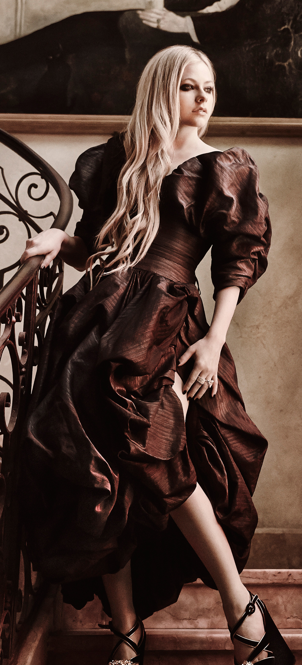 Download mobile wallpaper Music, Avril Lavigne, Singer, Blonde, Dress, Canadian for free.
