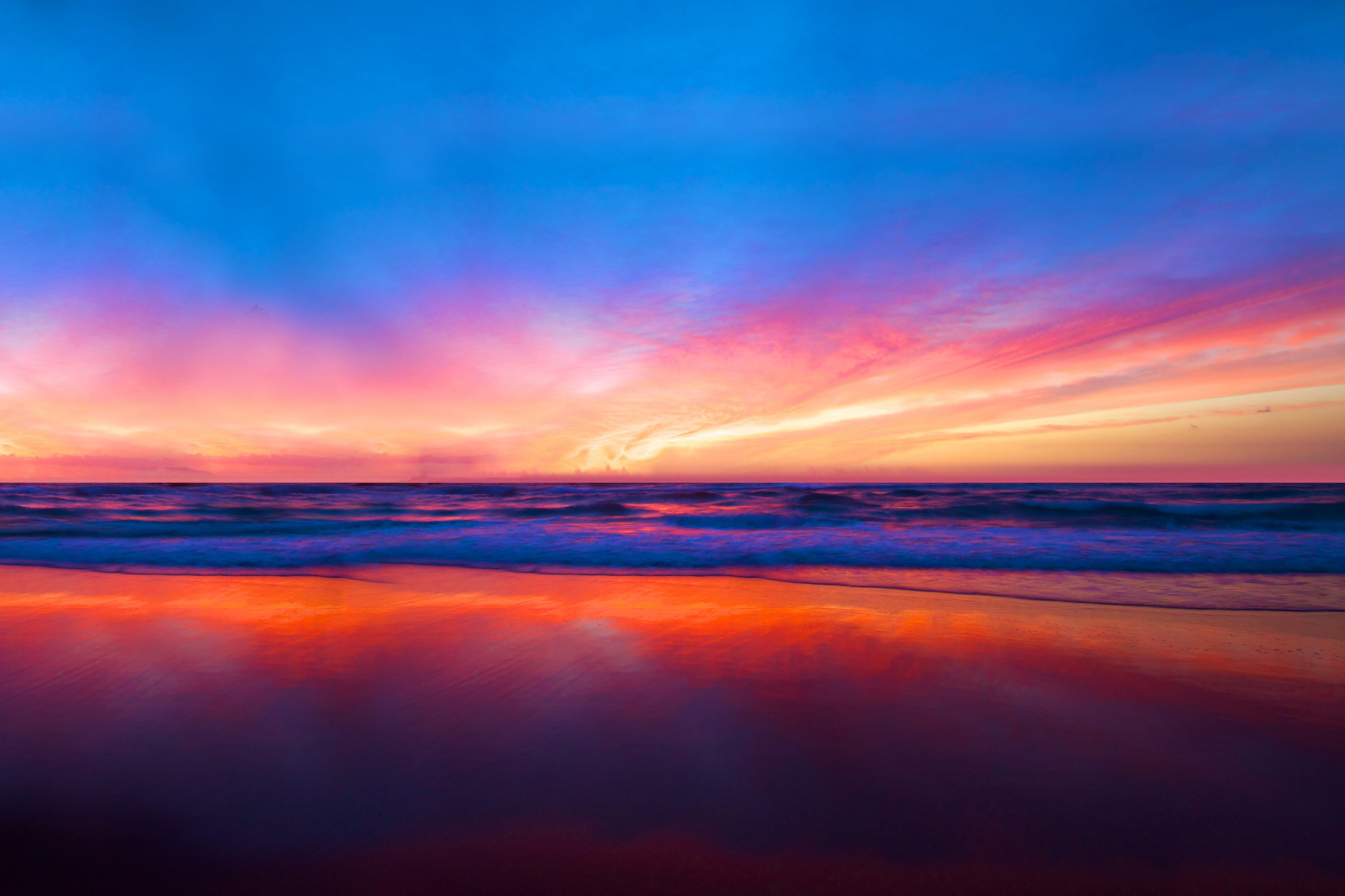 Laden Sie das Strand, Horizont, Bunt, Szene, Sonnenuntergang, Szenisch, Erde/natur-Bild kostenlos auf Ihren PC-Desktop herunter