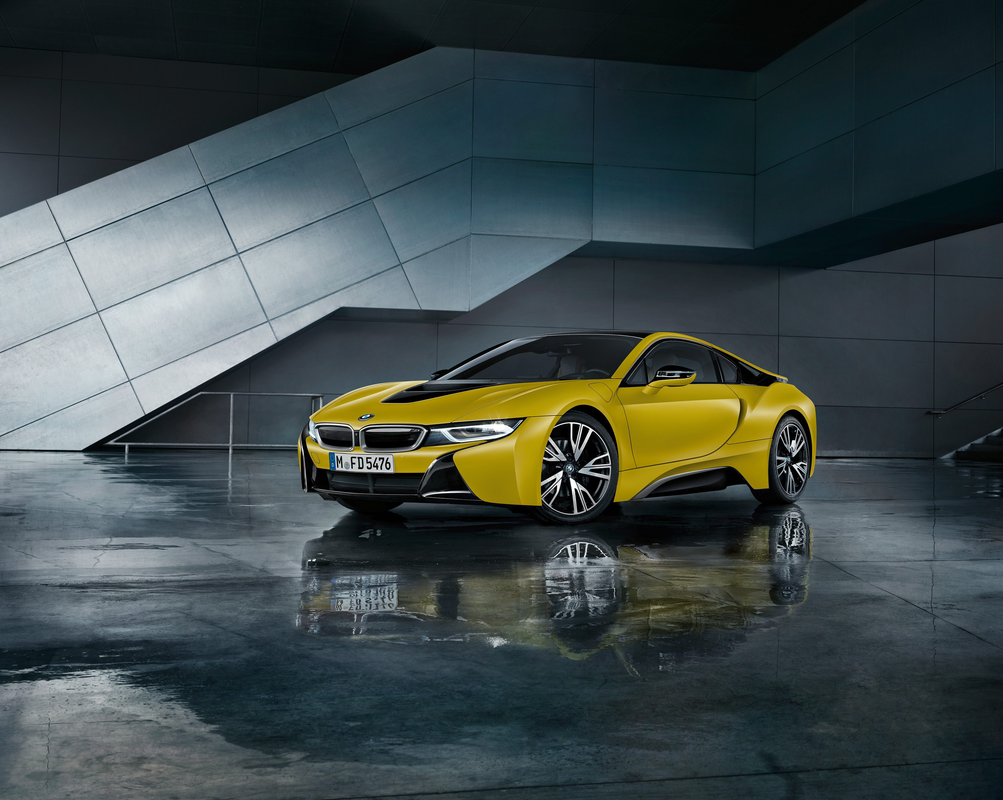 Download mobile wallpaper Bmw, Car, Supercar, Bmw I8, Vehicles, Yellow Car for free.