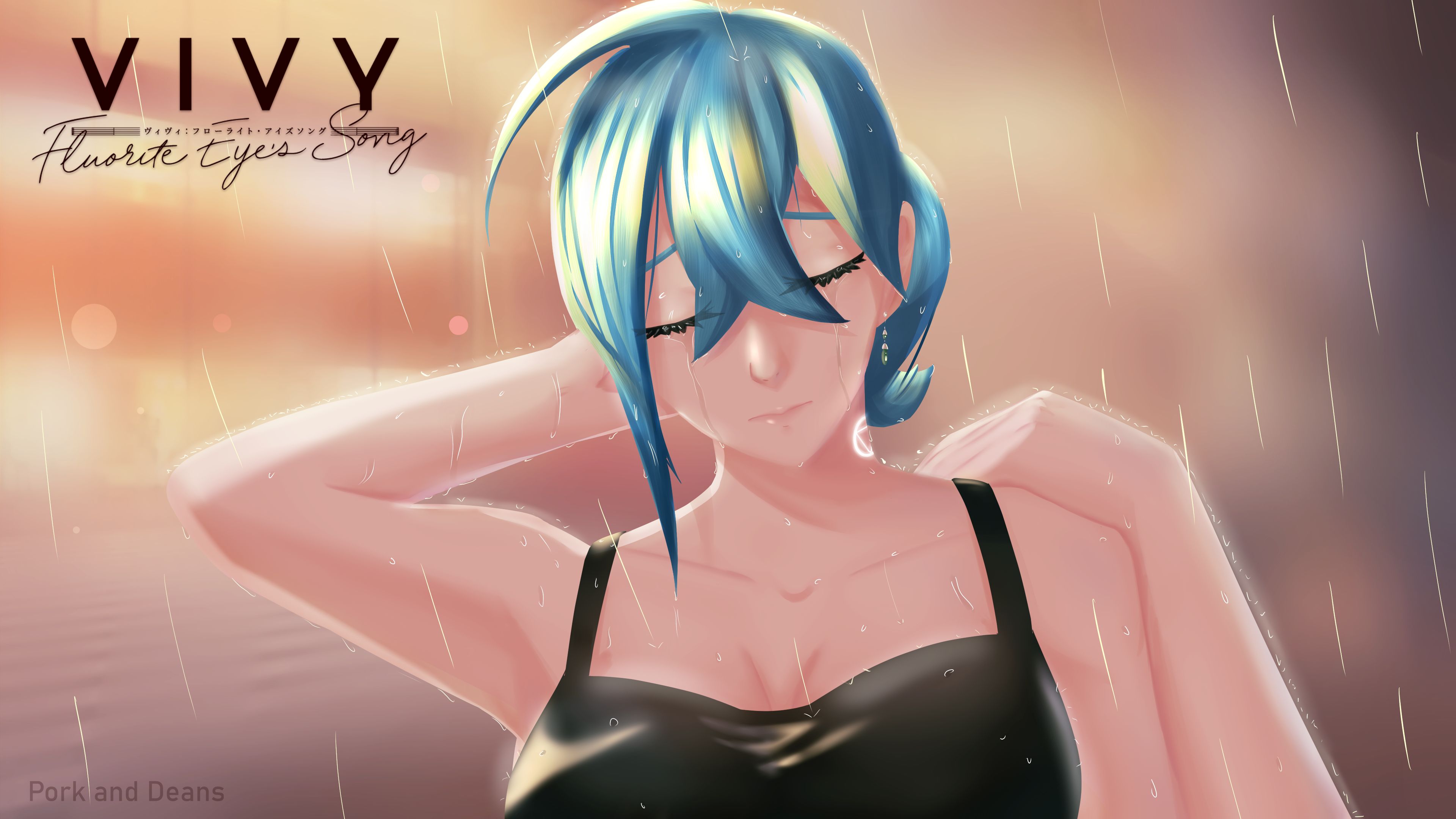 vivy: fluorite eye's song, anime, crying, rain, vivy (vivy: fluorite eye's song)