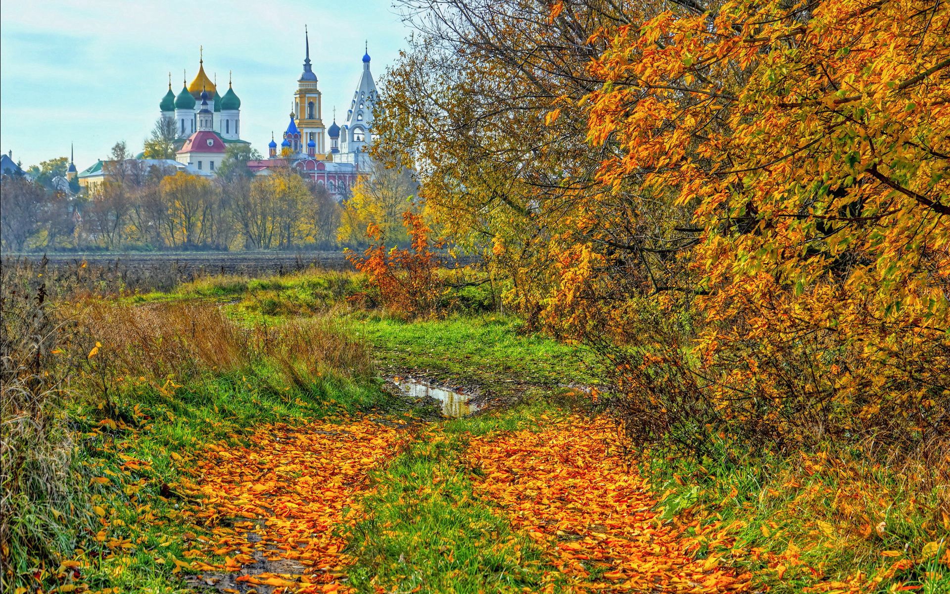 Laden Sie das Bäume, Kolomna, Städte, Russland, Tempel, Herbst-Bild kostenlos auf Ihren PC-Desktop herunter