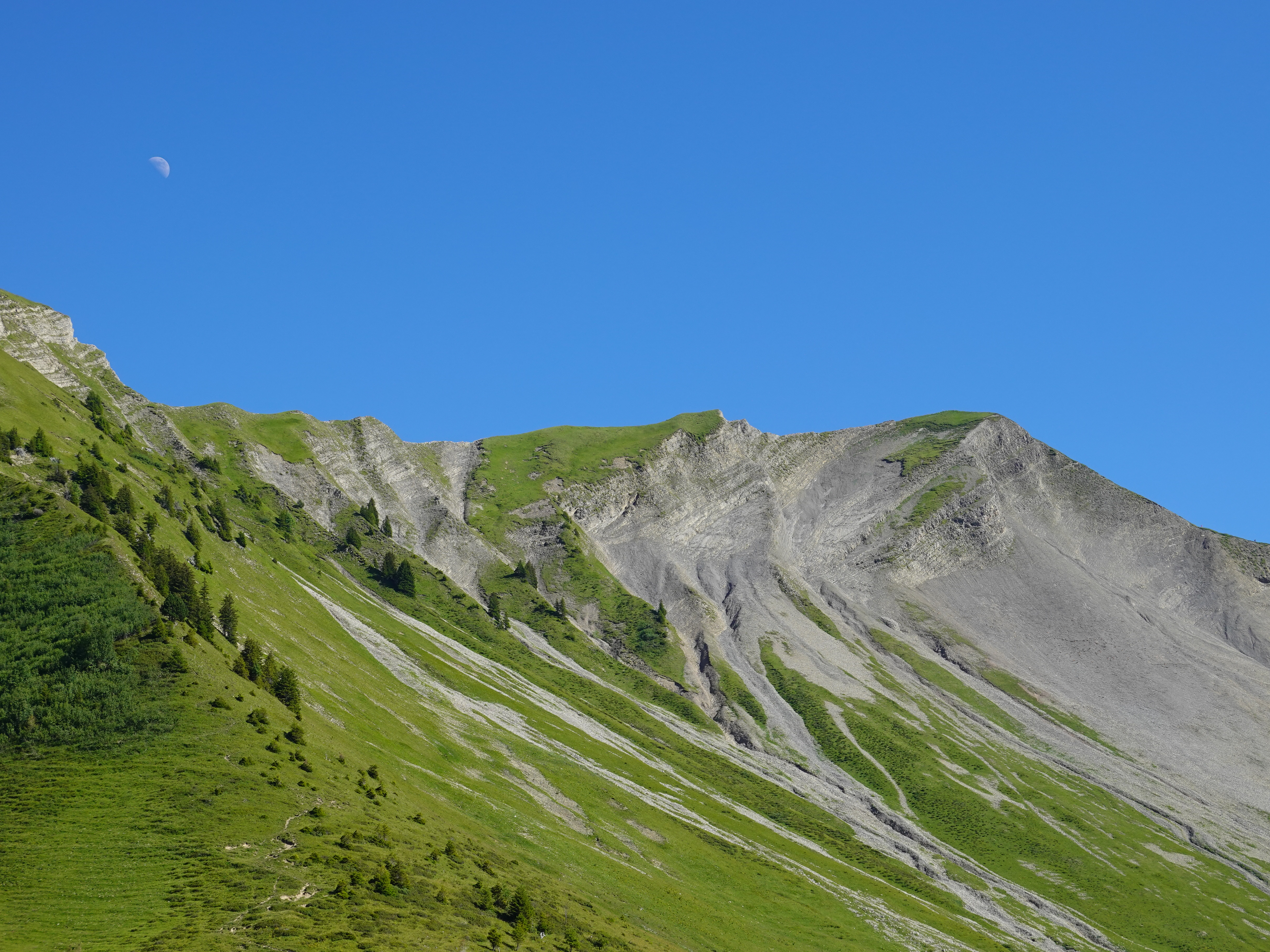 Free download wallpaper Nature, Mountain, Slope, Landscape, Moon on your PC desktop