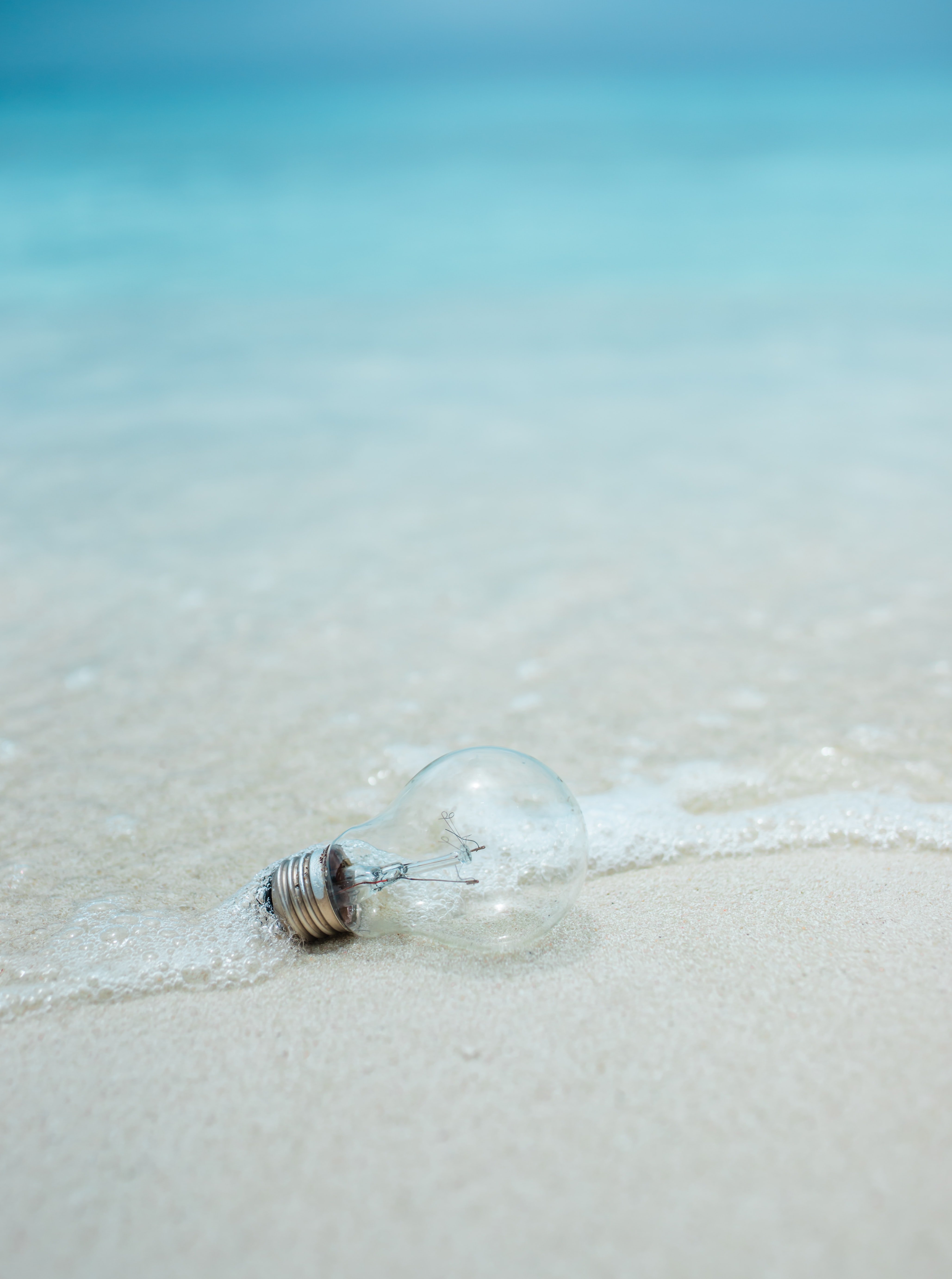 Download mobile wallpaper Miscellaneous, Miscellanea, Sand, Waves, Water, Light Bulb, Beach for free.