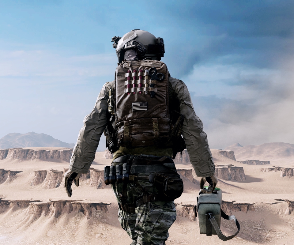 Скачати мобільні шпалери Пустеля, Солдат, Відеогра, Поле Битви, Battlefield 4 безкоштовно.