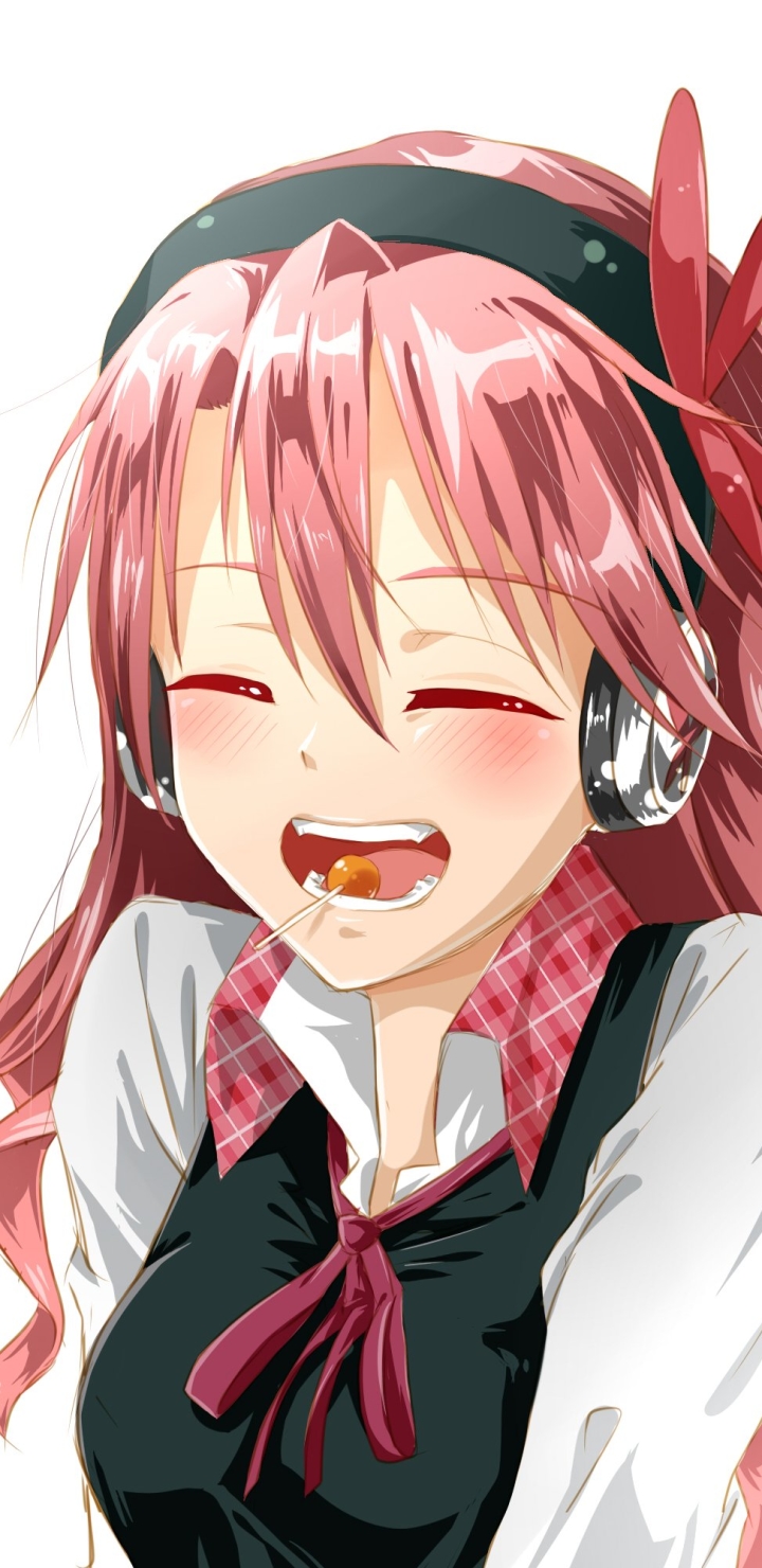 Download mobile wallpaper Anime, Headphones, Smile, Blush, Akame Ga Kill!, Chelsea (Akame Ga Kill!) for free.