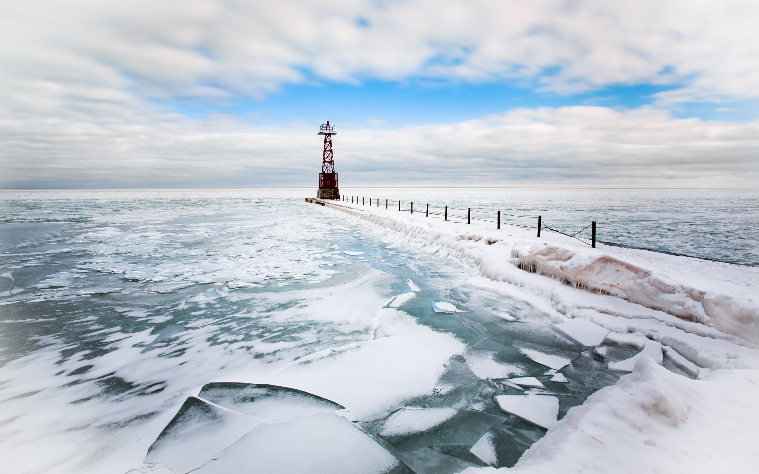 Laden Sie das Winter, Eis, Schnee, Horizont, Ozean, Leuchtturm, Meer, Menschengemacht-Bild kostenlos auf Ihren PC-Desktop herunter