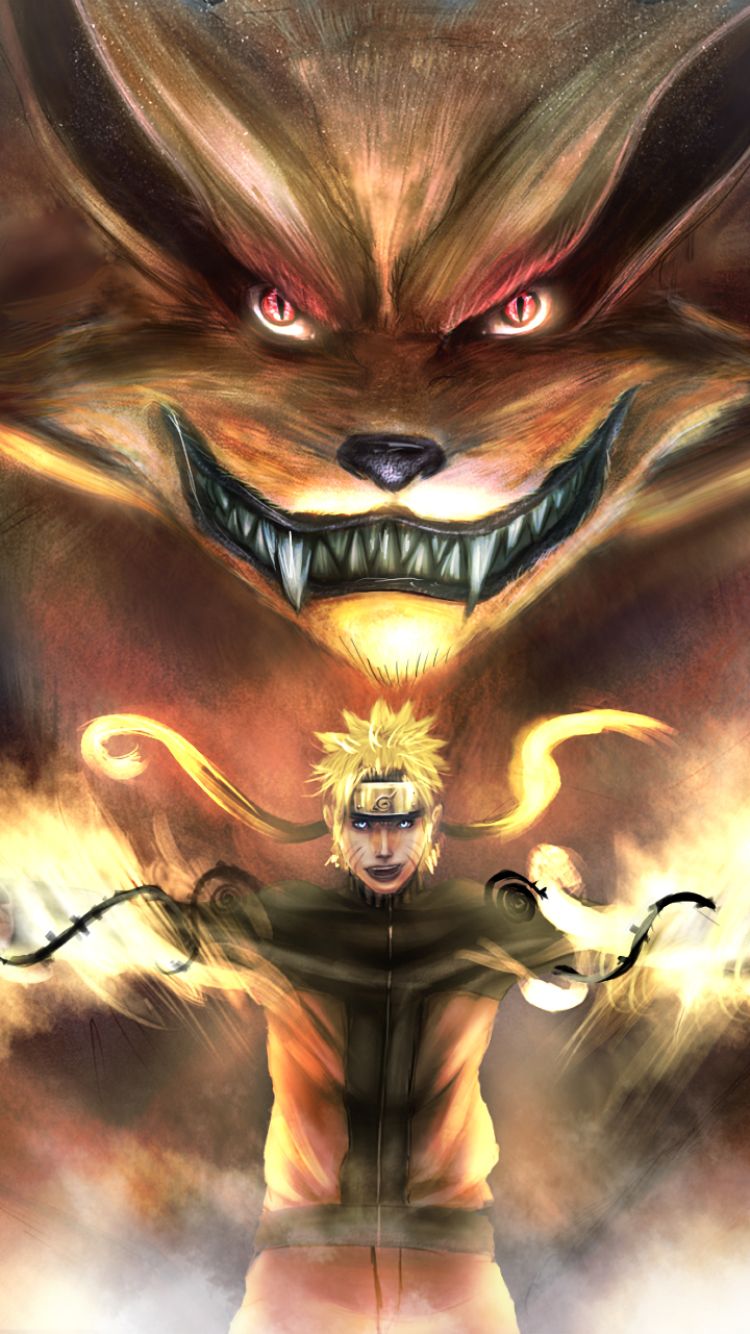 Download mobile wallpaper Anime, Naruto, Fox, Naruto Uzumaki, Kurama (Naruto) for free.