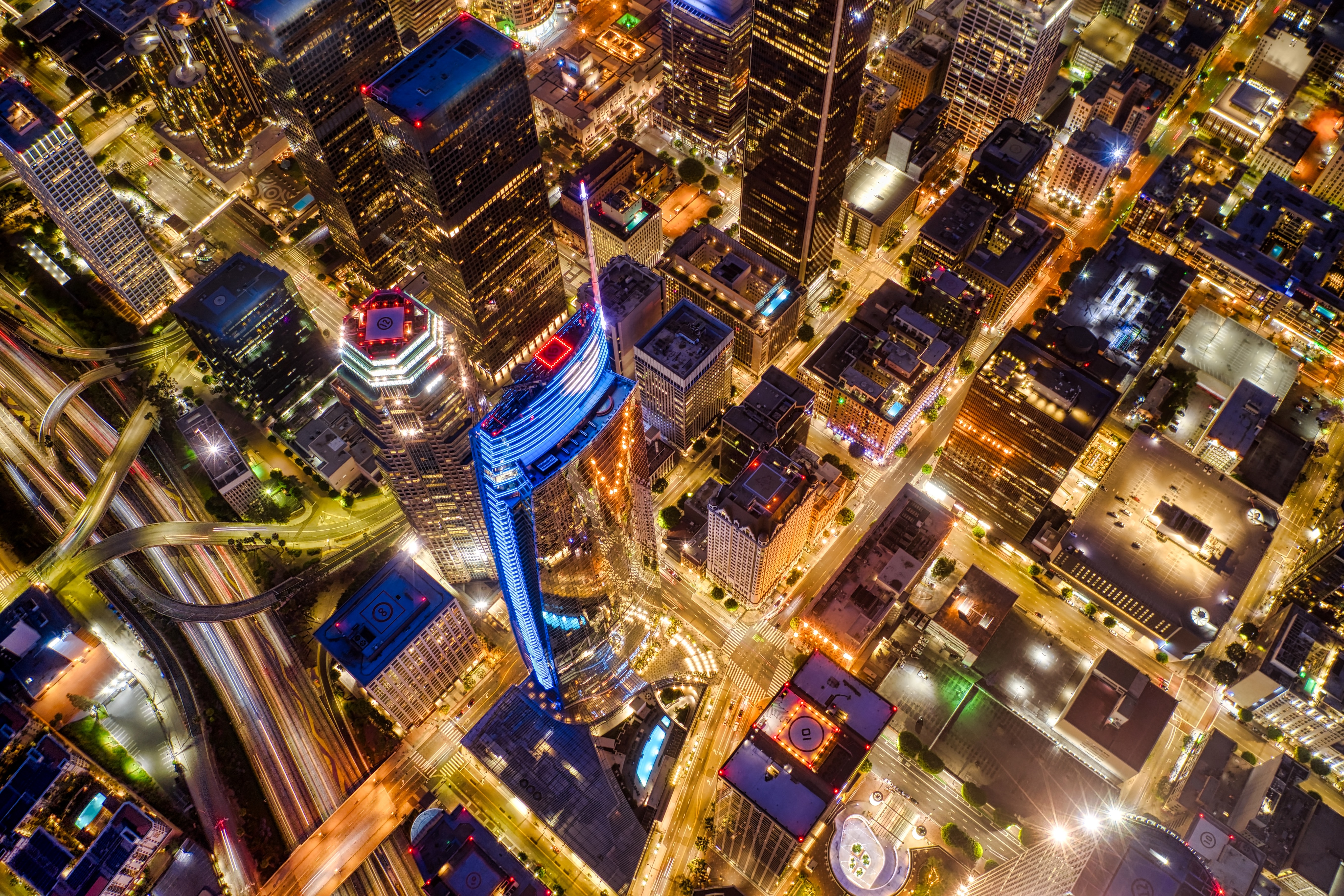 Free download wallpaper Cities, Building, View From Above, Night City, United States, Usa, Glow on your PC desktop