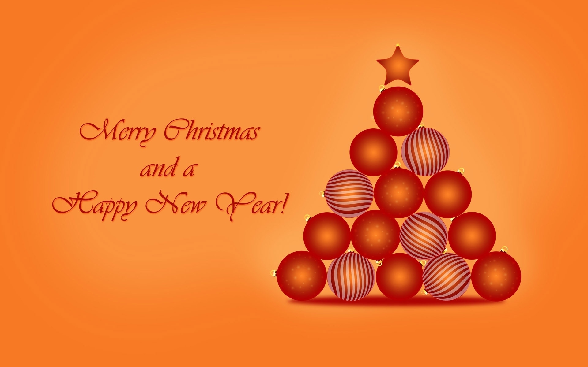 PCデスクトップに新年, クリスマス, クリスマスツリー, ホリデー, メリークリスマス, ミニマリスト, オレンジ色）, あけましておめでとう画像を無料でダウンロード