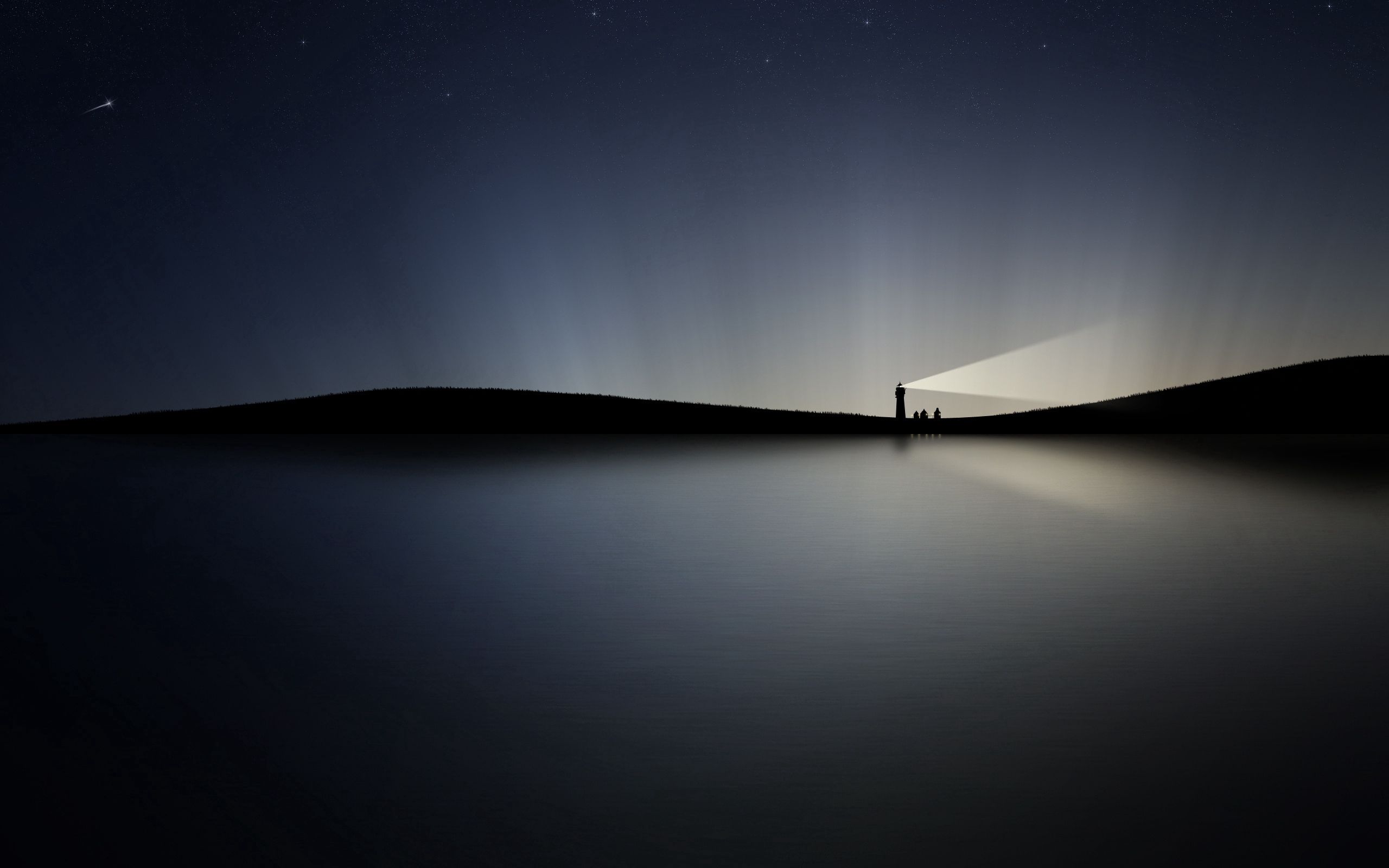 Download mobile wallpaper Lighthouse, Shining, Water, Night, Vector for free.