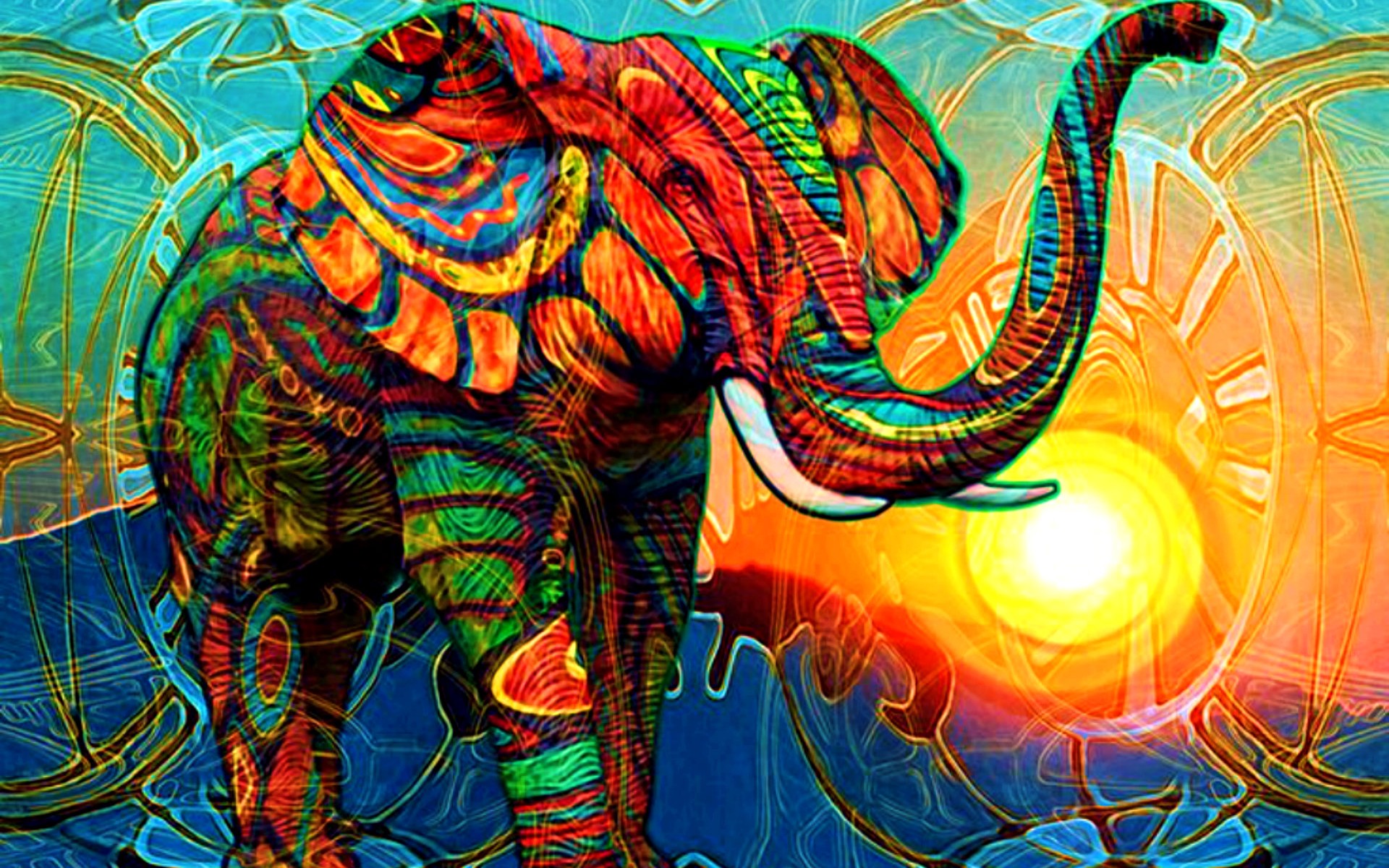 390338 descargar imagen elefante, fantasía, vistoso, colores, psicodélico, animales de fantasía: fondos de pantalla y protectores de pantalla gratis