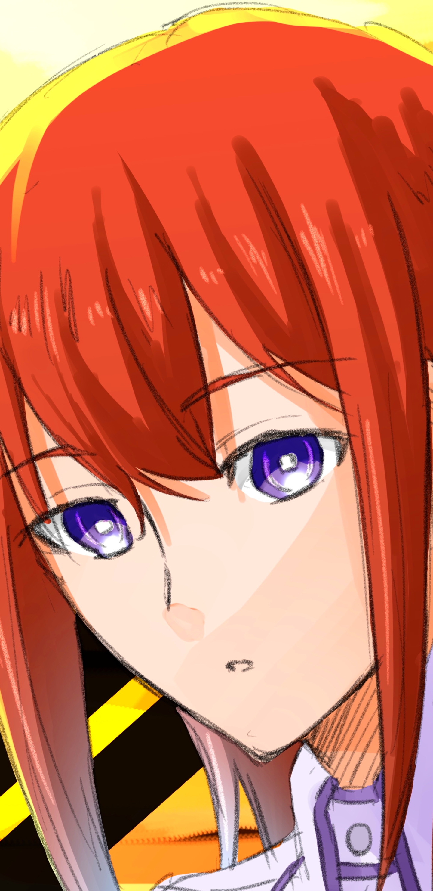 Handy-Wallpaper Gesicht, Animes, Lila Augen, Rote Haare, Steins Gate, Kurisu Makise kostenlos herunterladen.